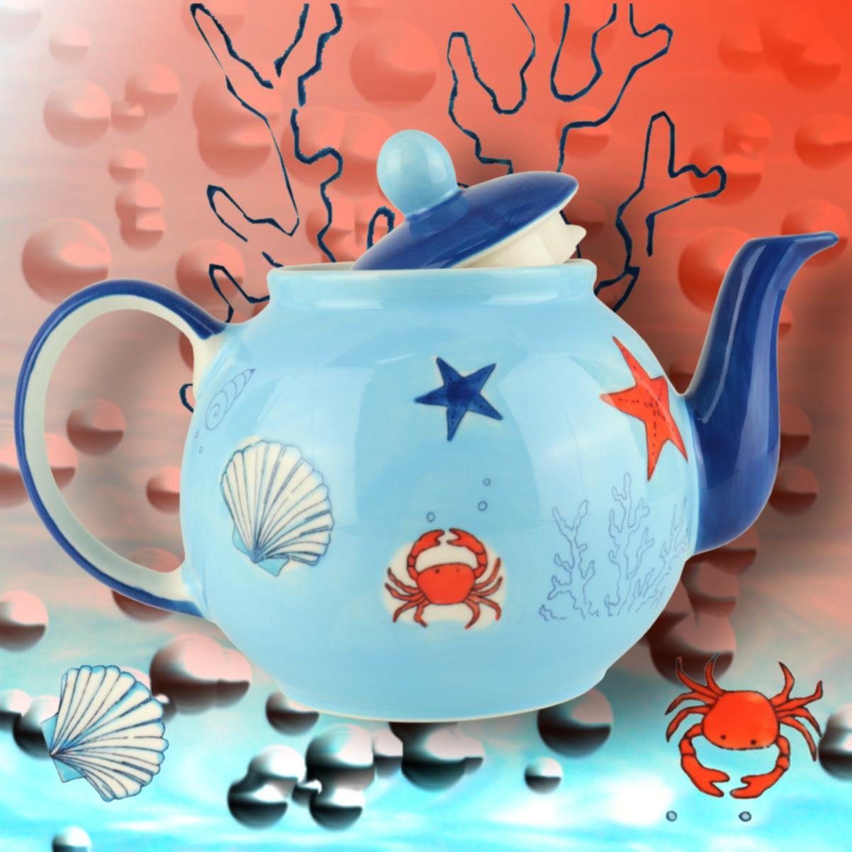 Mila Teekanne Mila Keramik-Teekanne Save the Ocean ca 1,2 Liter, 1,2 l, (Set, Teekanne)