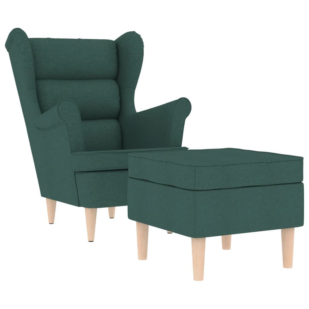 Sessel Sessel mit Fußhocker Dunkelgrün Stoff