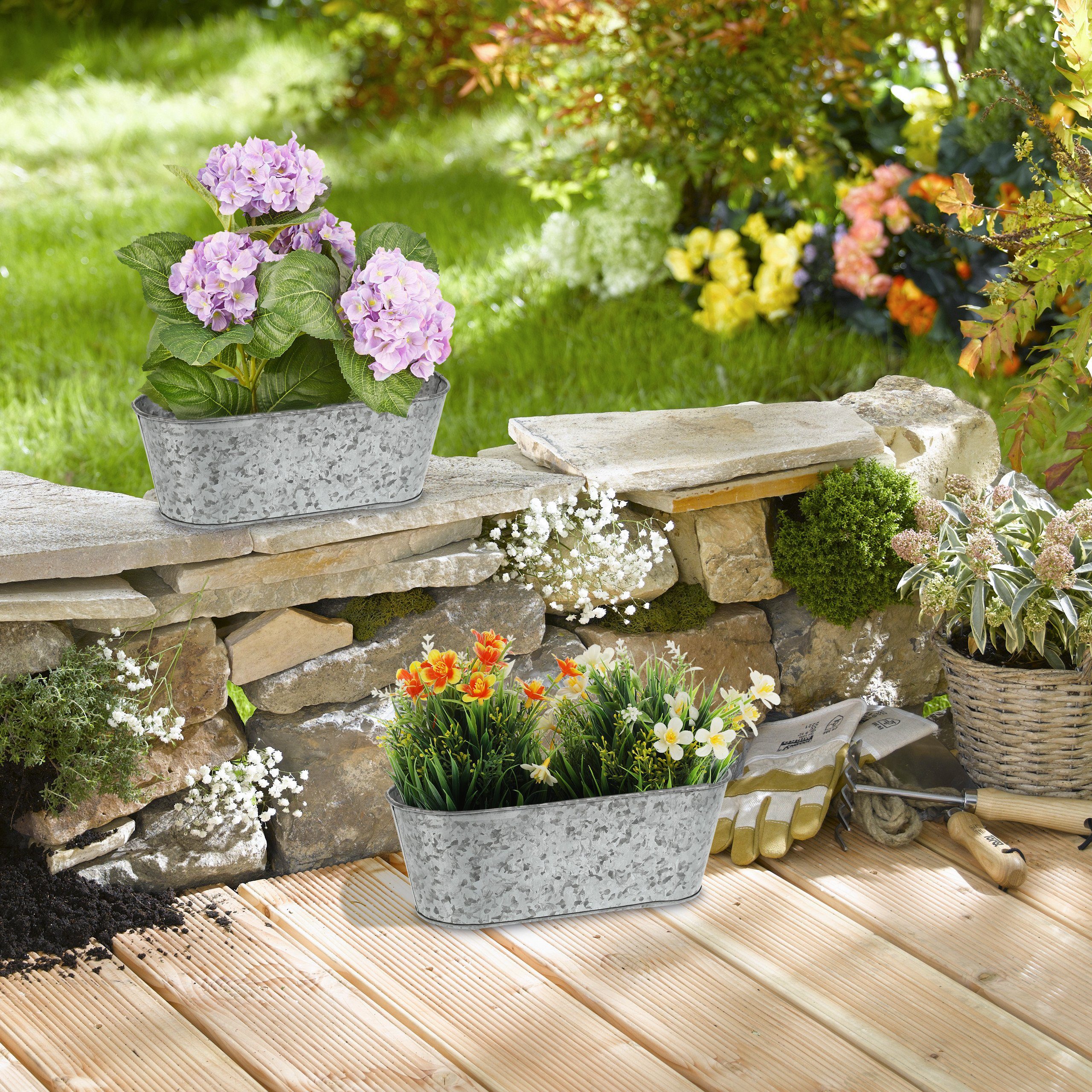 relaxdays Pflanzkübel Zinkwanne oval 6er Set günstig online kaufen