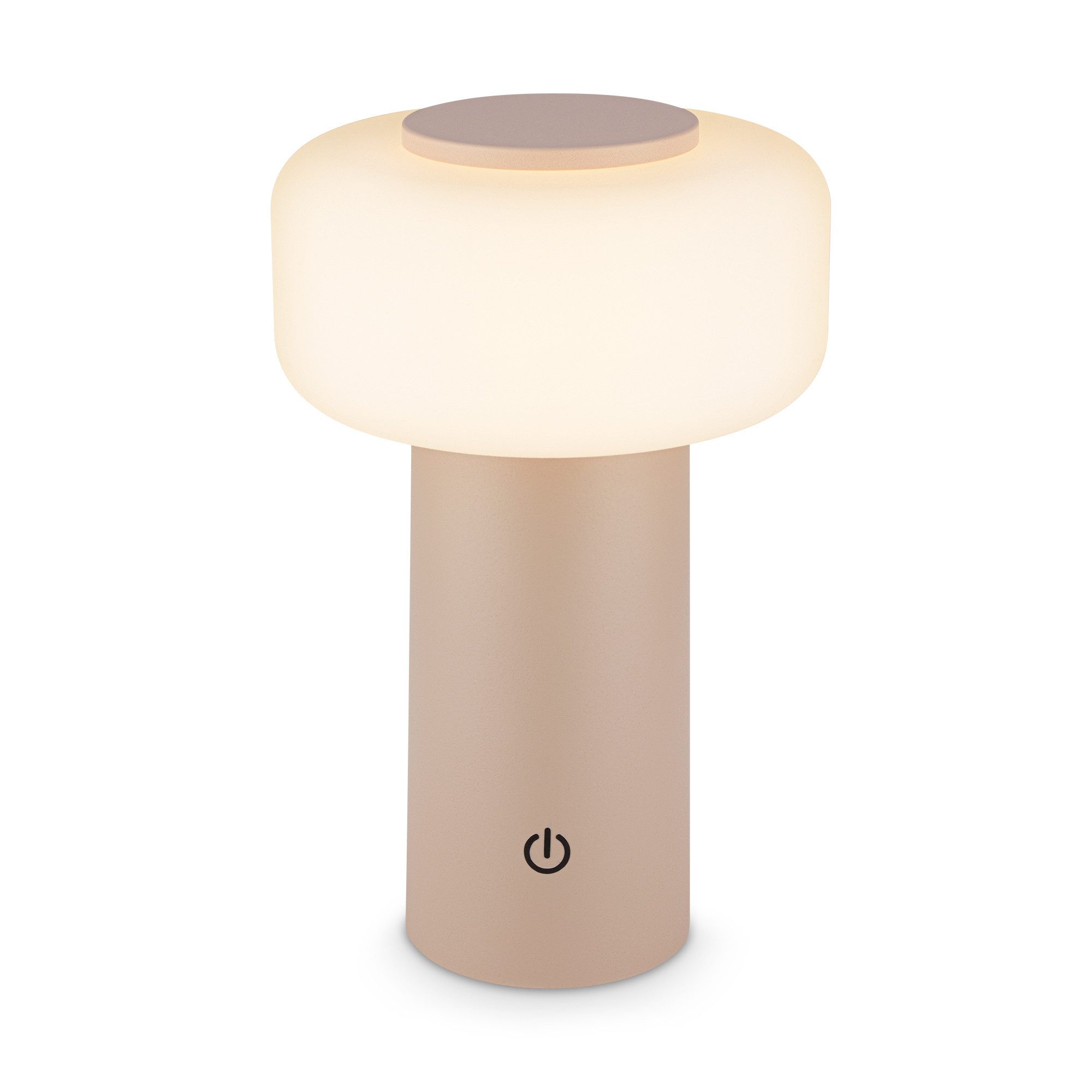 Briloner Leuchten LED Tischleuchte JUNA Tischlampe Akku kabellos dimmbar Terrasse Balkon, LED fest integriert, 13 x 20,6 cm 1,8W Beige Wohnzimmer Flur Indoor/Outdoor