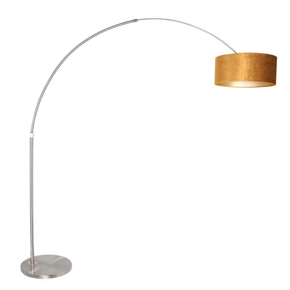 Steinhauer LIGHTING LED Bogenlampe, Leuchtmittel nicht inklusive, Bogenleuchte Stehlampe Bogenstehleuchte Textil gold Höhenverstellbar