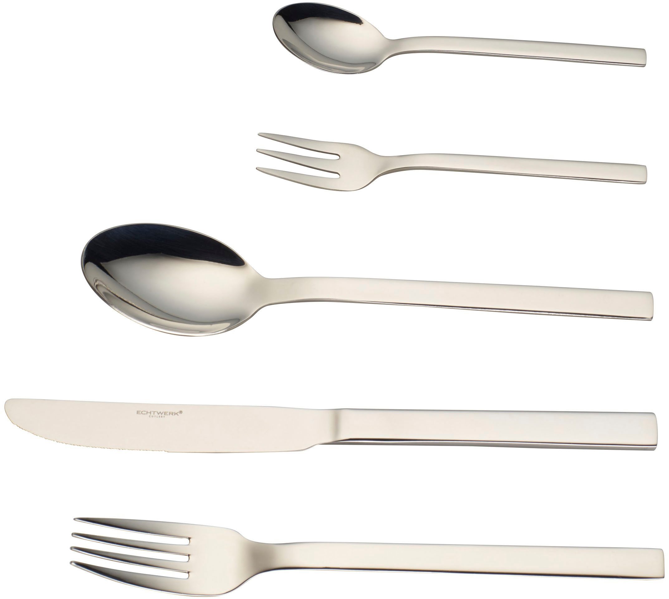 ECHTWERK Besteck-Set Tafelbesteck „Milos“, 30tlg. (30-tlg), 6 Personen, Edelstahl 18/10, Hochglänzend, inkl. Geschenkkassette