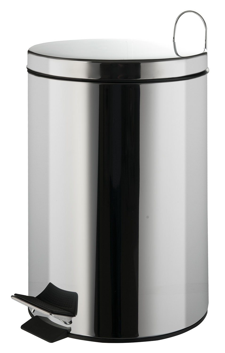 Home4You Kosmetikeimer Treteimer, 12 Liter, Edelstahl, mit Griff, mit schwarzem Kunststoffeinsatz