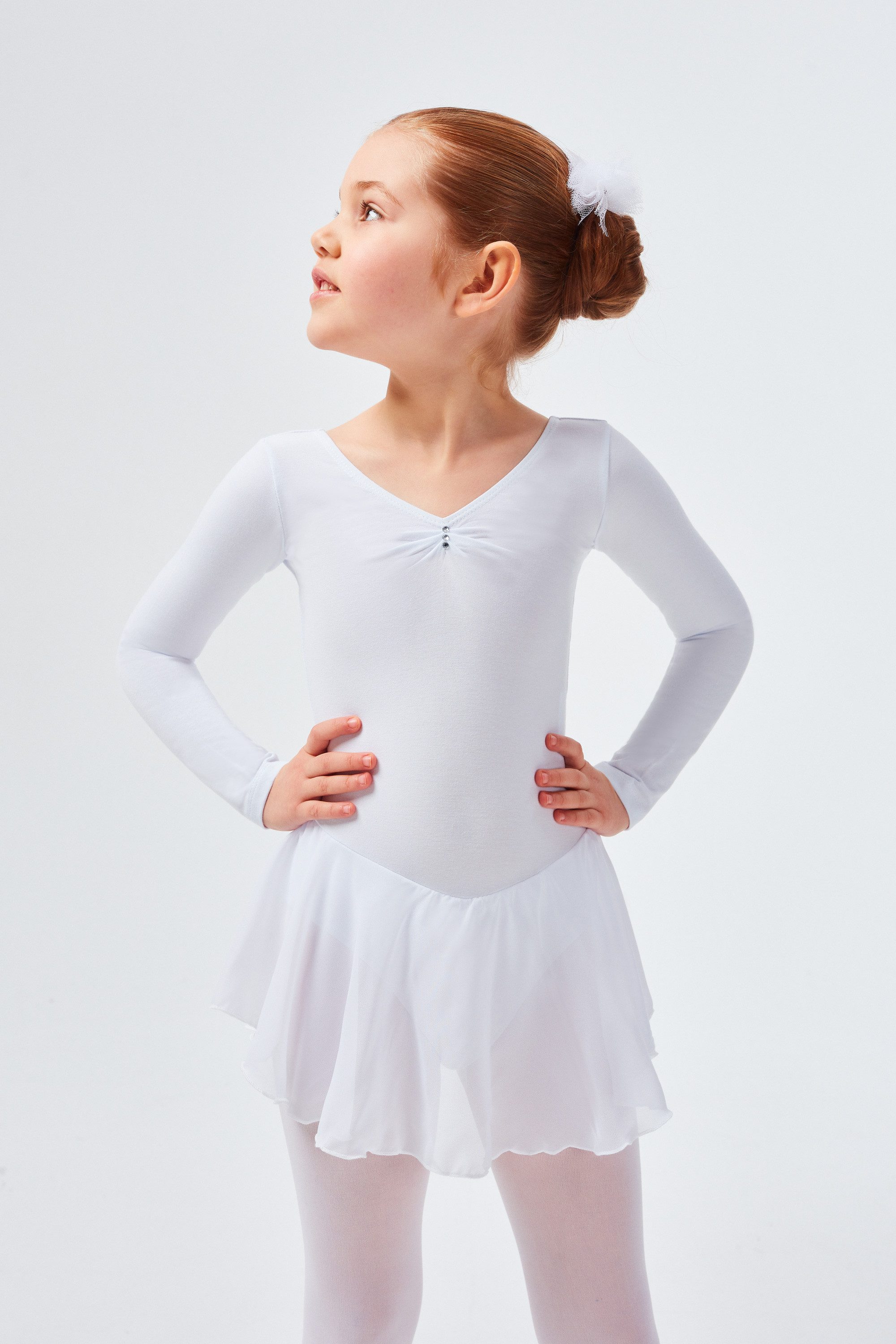 tanzmuster Chiffonkleid Ballettkleid Anna mit Glitzersteinen Mädchen Ballettbody mit Chiffon Röckchen