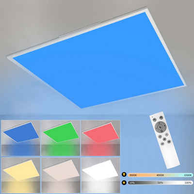 Nettlife LED Deckenleuchte RGB Dimmbar Eckig Deckenlampe Weiß, RGB Farbwechsel,Dimmbar mit Fernbedienung, LED fest integriert, für Wohnzimmer Schlafzimmer Küche Kinderzimmer