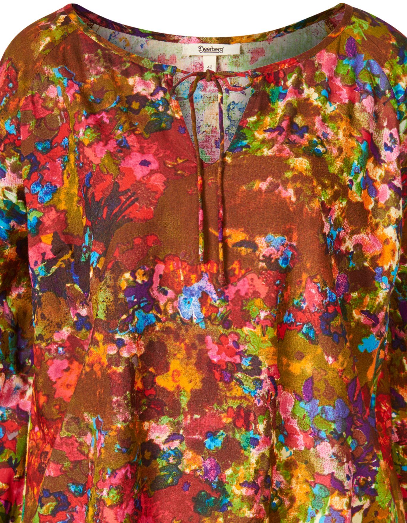 Deerberg Langarmbluse bedruckt, Aquarell aquarell, bunt braun Bluse geblümt, multicolor
