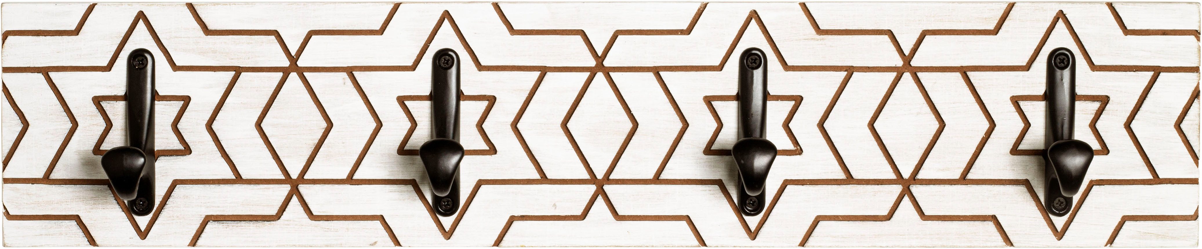 HAKU Garderobenleiste Flurgarderobe, Garderobe, Garderobenhaken, Garderobenleiste, rechteckig - aus MDF Weiß - B/T/H 60/6/13 cm