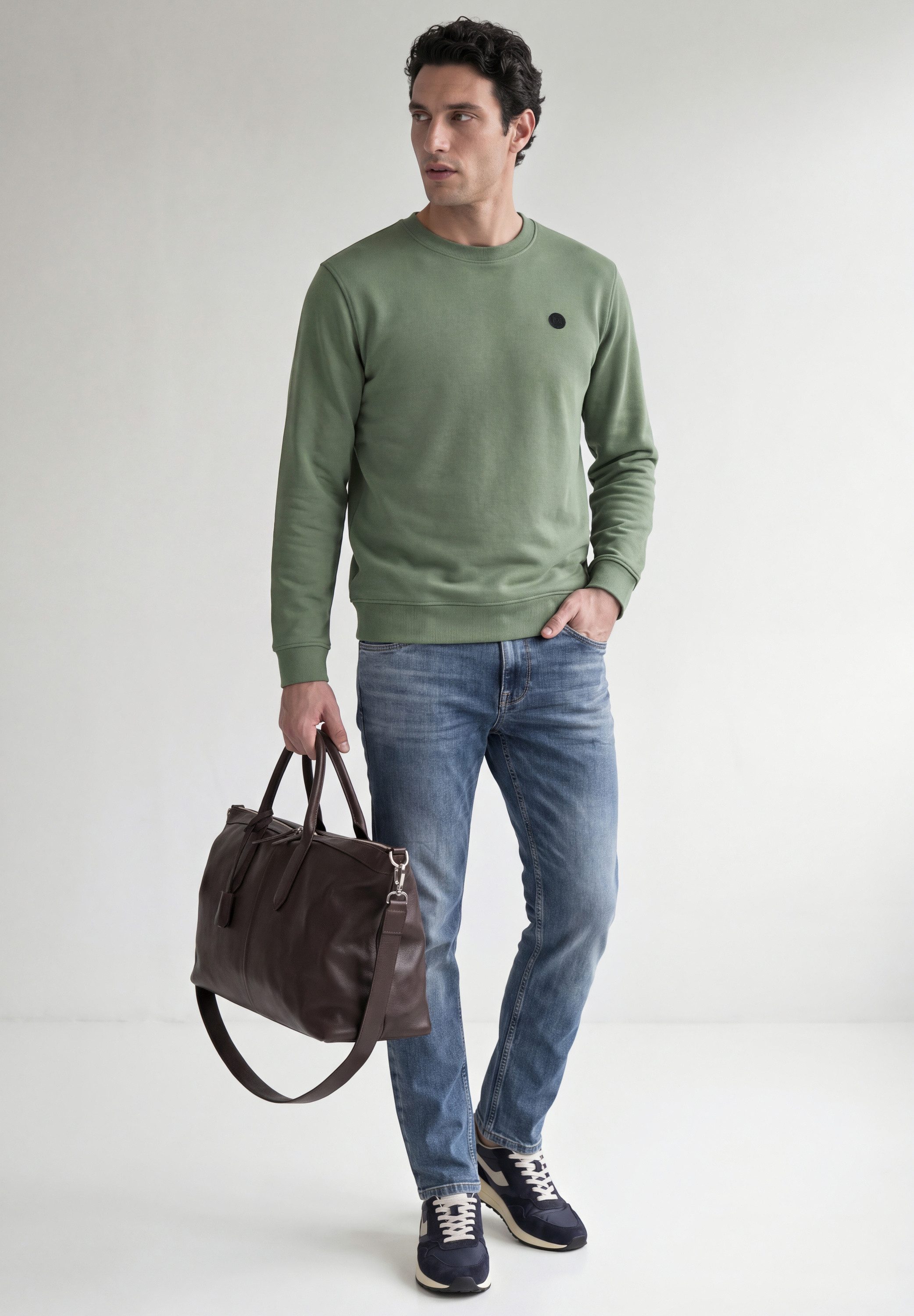 STREET ONE MEN Sweatshirt in Unifarbe – Bild 3 von 5