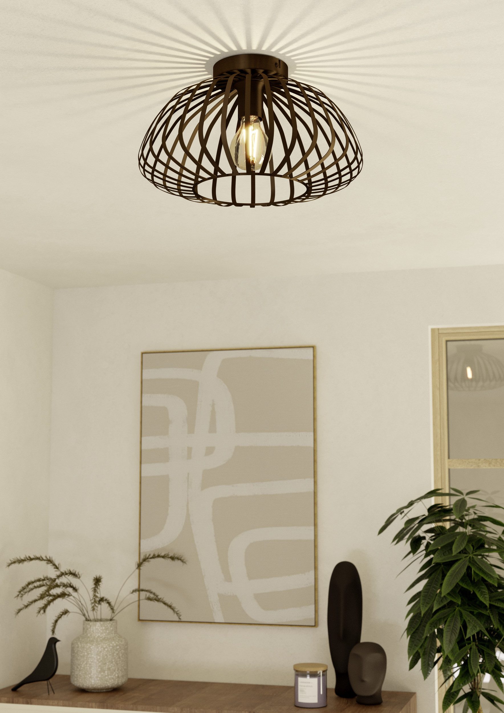 EGLO LED Deckenleuchte ESPINAL Deckenlampe - Stahl - E27 - 1X40W - IP20, ohne Leuchtmittel, Wohzimmerlampe, Esszimmerlampe, Flur, Schlafzimmer, H22 x Ø38,5 cm