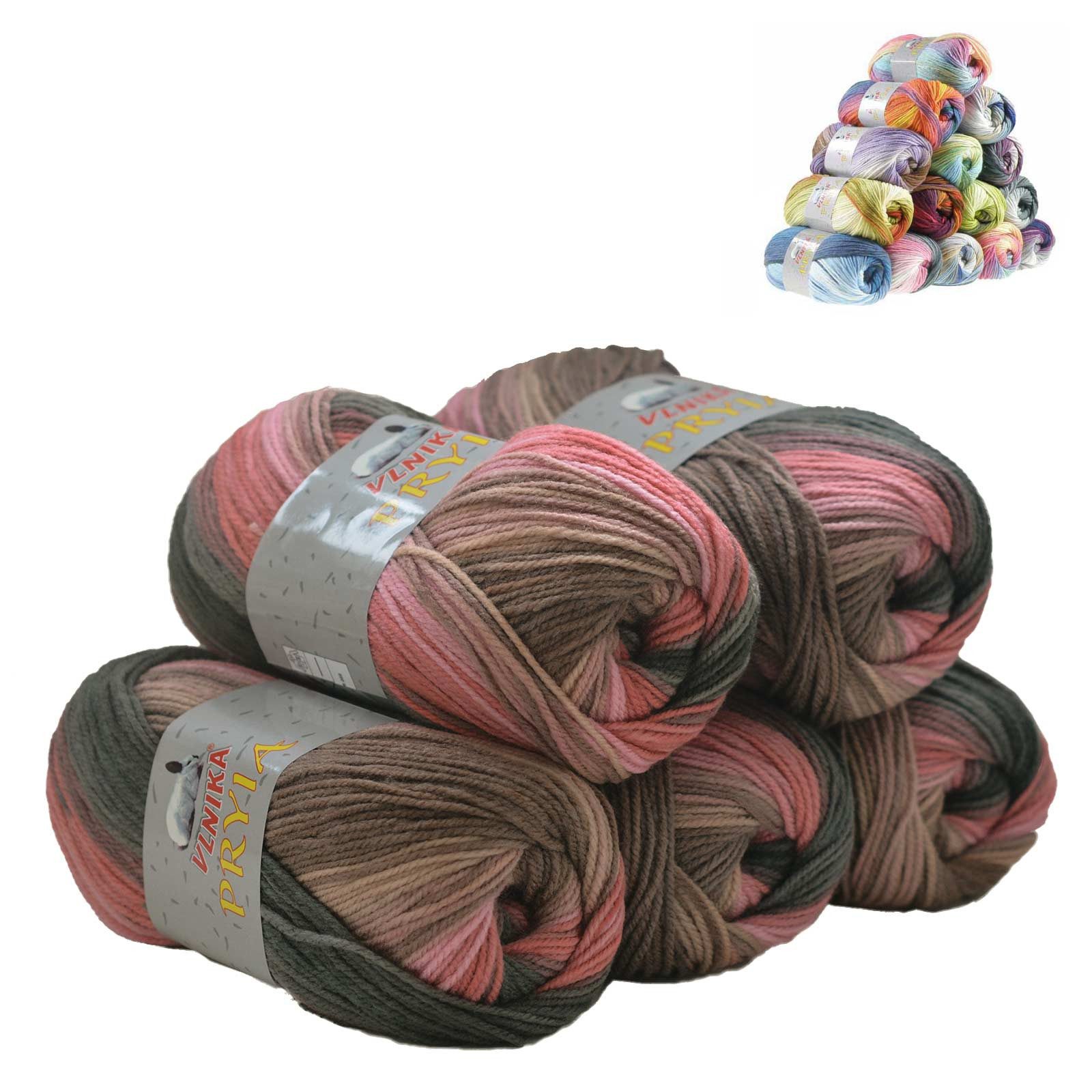 VLNIKA 5 x 100g Farbverlaufsgarn Pryia Häkelwolle, 103 Morgendämmerung