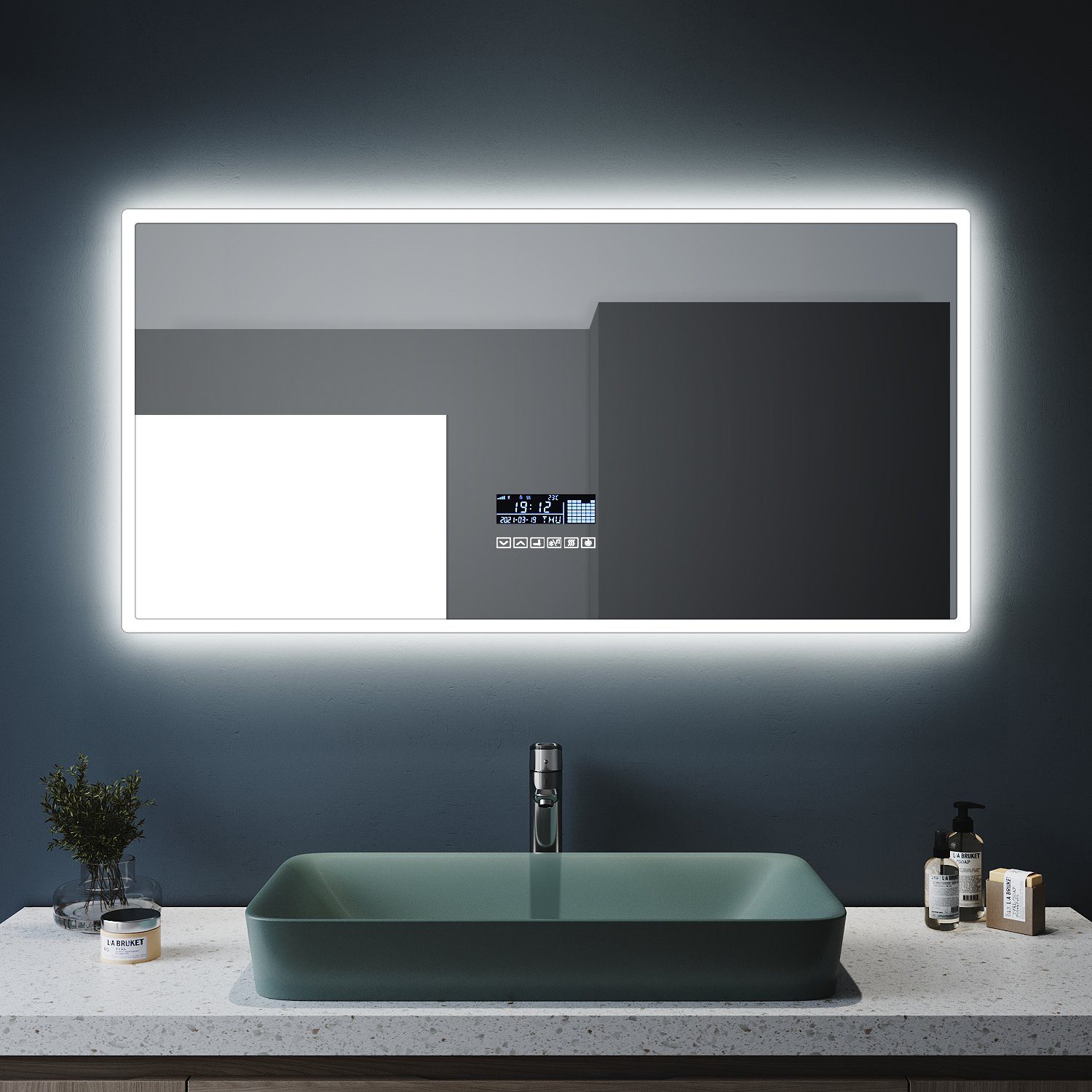 SONNI Badspiegel mit Beleuchtung,Badezimmerspiegel,LED,Wandspiegel,Touch, Lichtspiegel,50x70/70x50, 100x60, 120 x 60 | Badspiegel