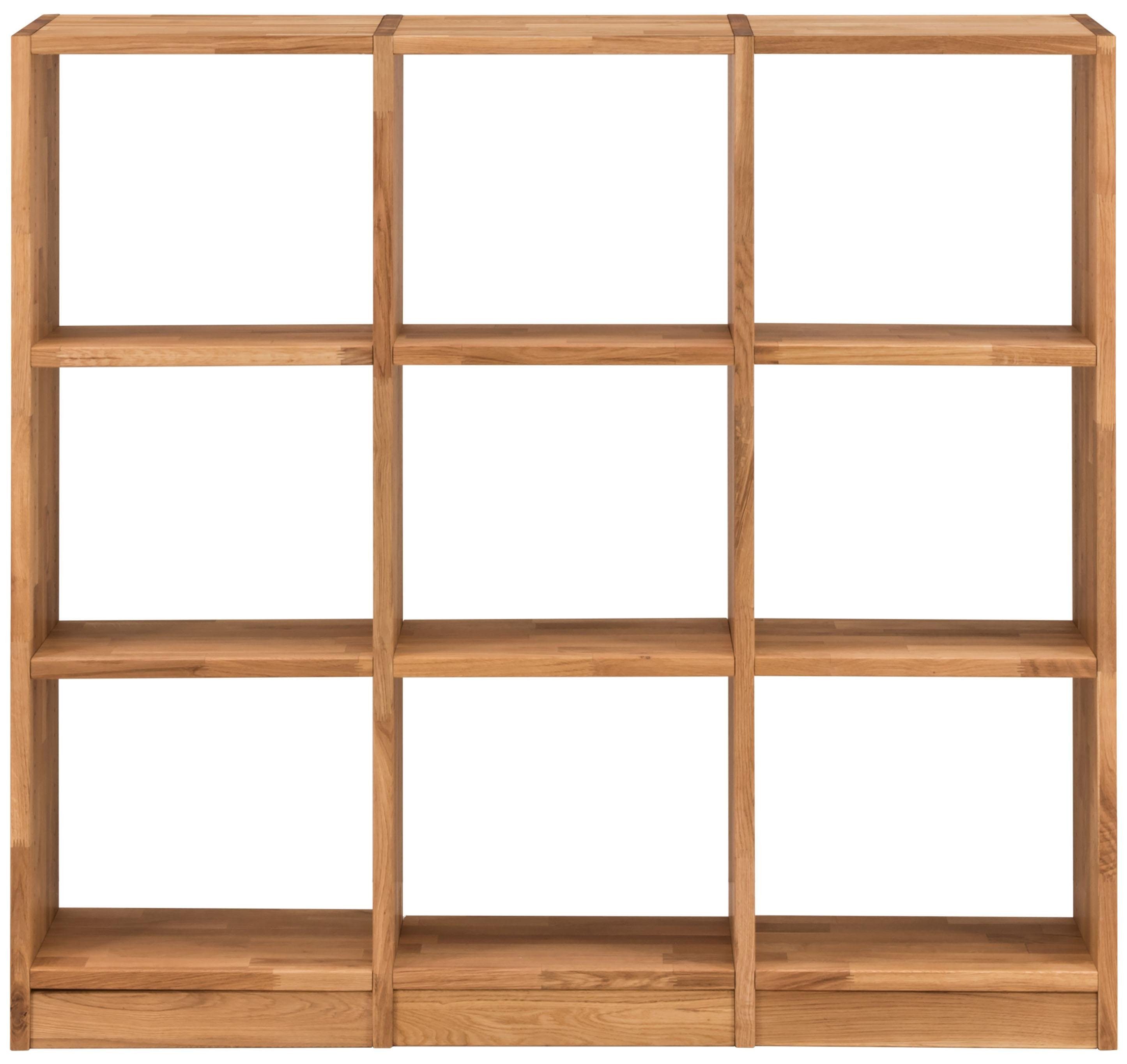 Home affaire Regalelement Ecko, aus schönem massivem Wildeichenholz, Breite 136 cm, mit 9 Fächern