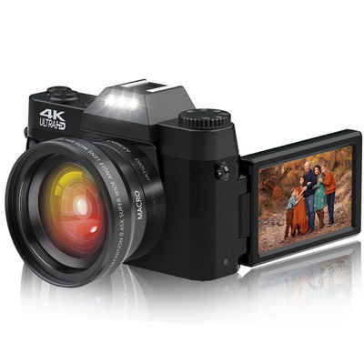 Fine Life Pro 4K Ultra HD R10 Digitalkamera Systemkamera Kompaktkamera (48 MP, 16x opt. Zoom, WLAN (Wi-Fi), 3.0 Zoll 180-Grad-Drehung Flip-Screen Fotoapparat für Anfänger)