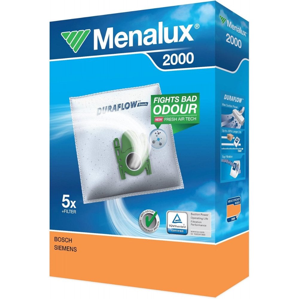Menalux Staubsaugerbeutel 2000 - Staubsaugerbeutel - weiß, passend für Siemens, Bosch