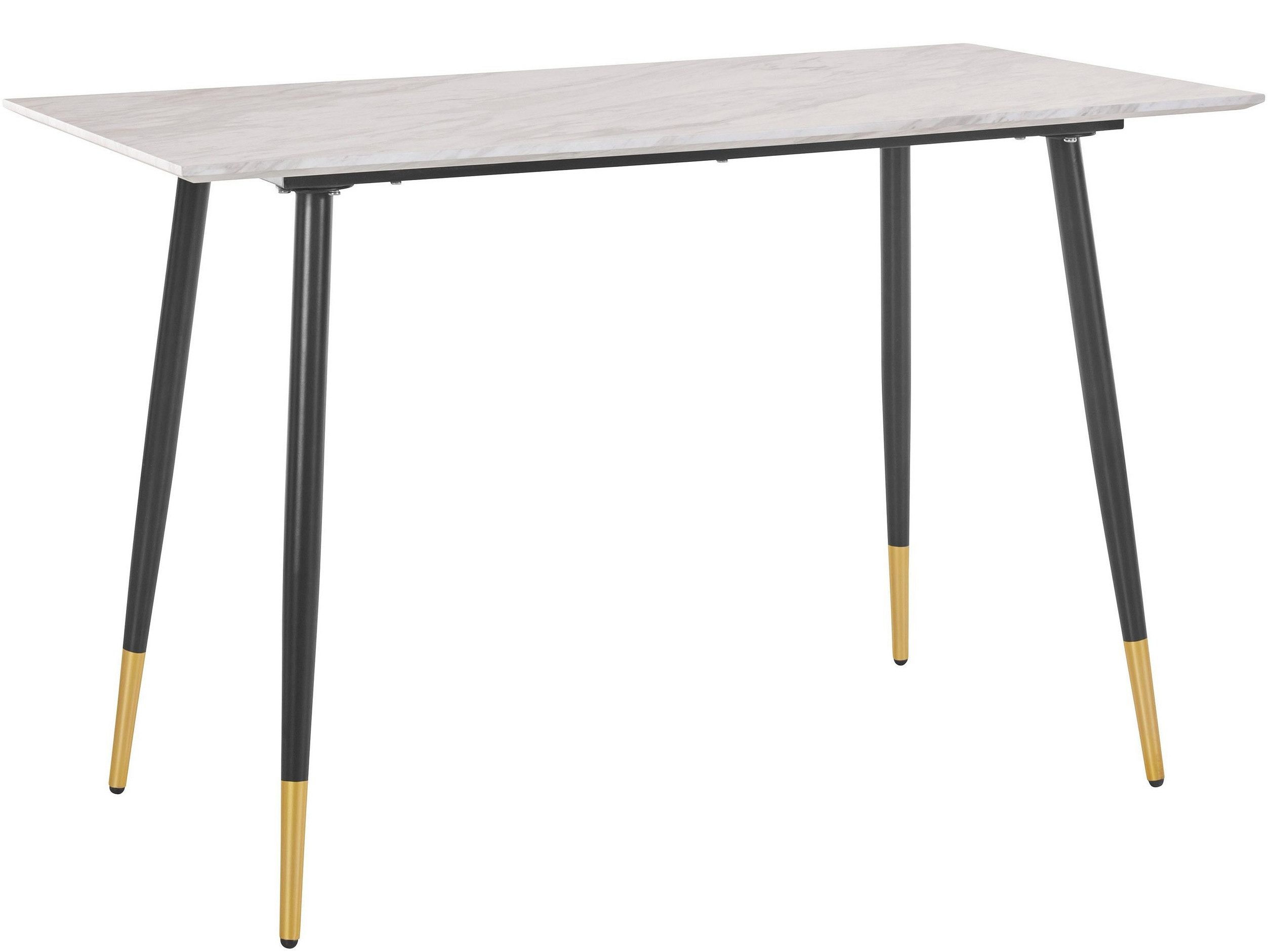freiraum Küchentisch Hårek, schwarz / gold, Tischplatte in Weiß, MDF - 120x76x60cm (BxHxT)