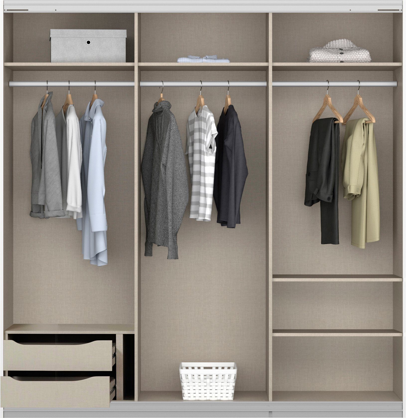 rauch Schwebetürenschrank Kleiderschrank Schrank Garderobe Wäscheschrank Ankleide ORACLE (Breiten 203/271/315/360 cm Höhen 210/229 cm) inkl. Schubladen-Einsatz und extra Einlegeböden MADE IN GERMANY