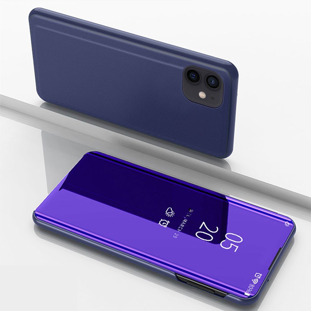 FITSU Handyhülle Spiegel Hülle für iPhone 12 Mini Handytasche, Schlanke Klapphülle, elegantes Flipcase, Handyhülle mit Standfunktion