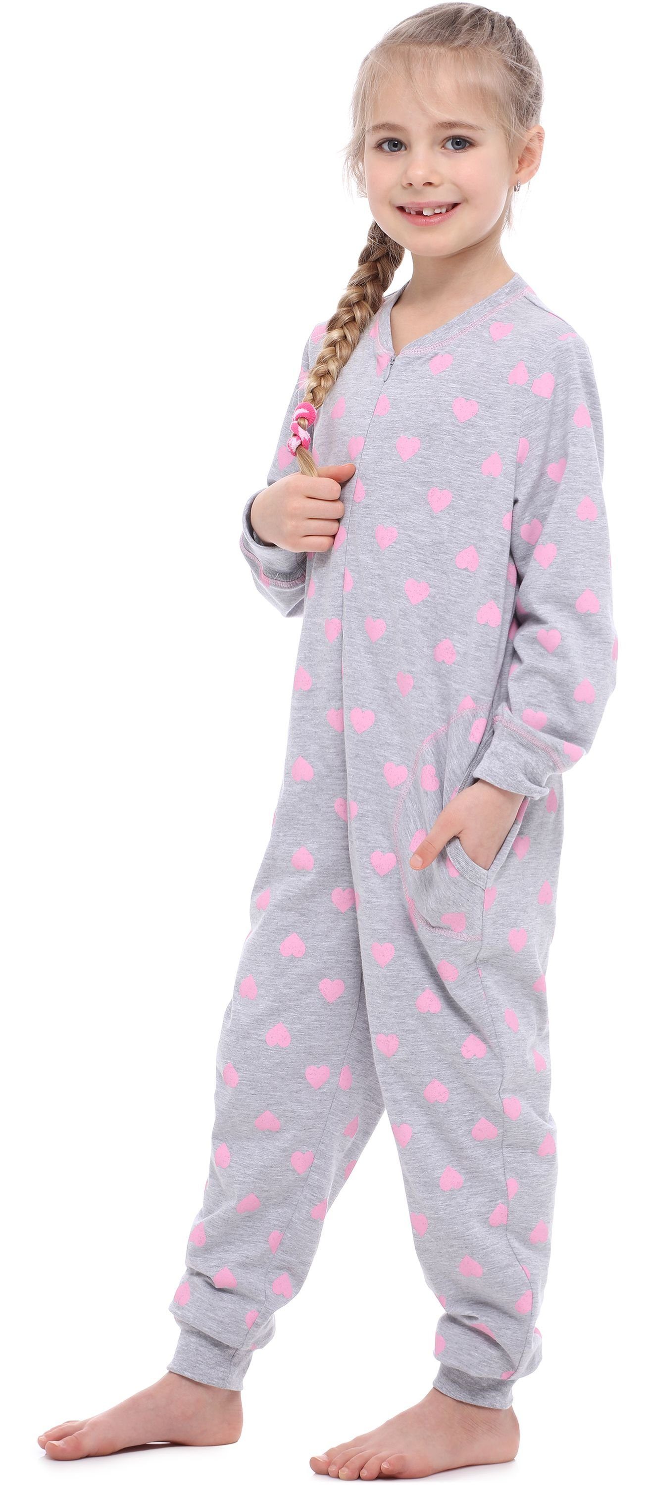 Merry Style Schlafanzug Rosa Jumpsuit Mädchen Herzen Schlafanzug Melange MS10-186