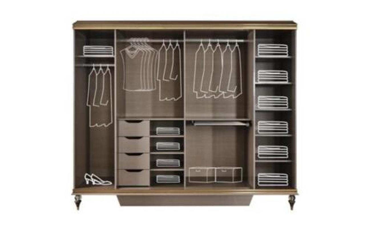 JVmoebel Kleiderschrank Viertüriger Schrank in Holz mit goldfarbenem Spiegel (1-St., 1x nur Kleiderschrank) Made in Europa