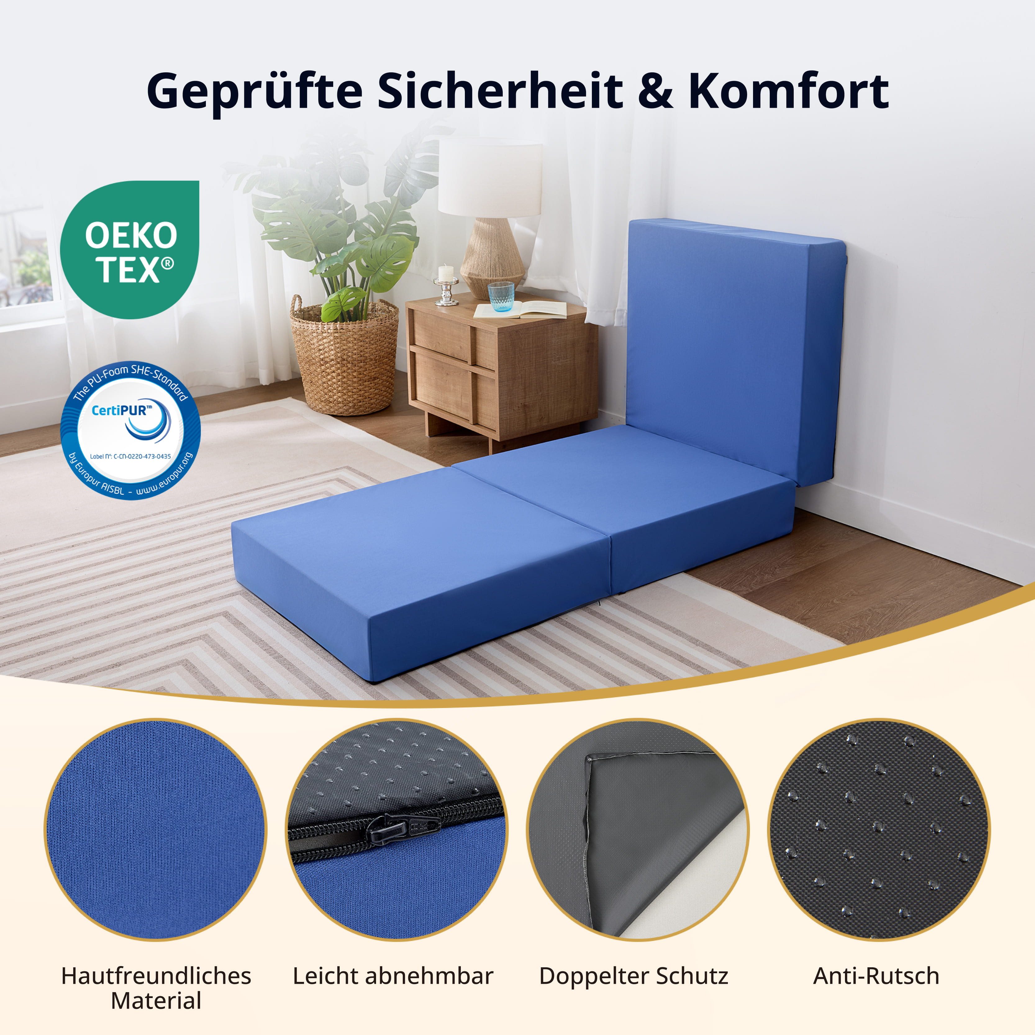 Klappmatratze 15 cm Bambus-Kohle-Memory-Schaum Faltmatratze, Gästematratze Camping, emerspring, 15 cm hoch, Komfortable Faltmatratze für Gäste, Camping und flex – Bild 4 von 5
