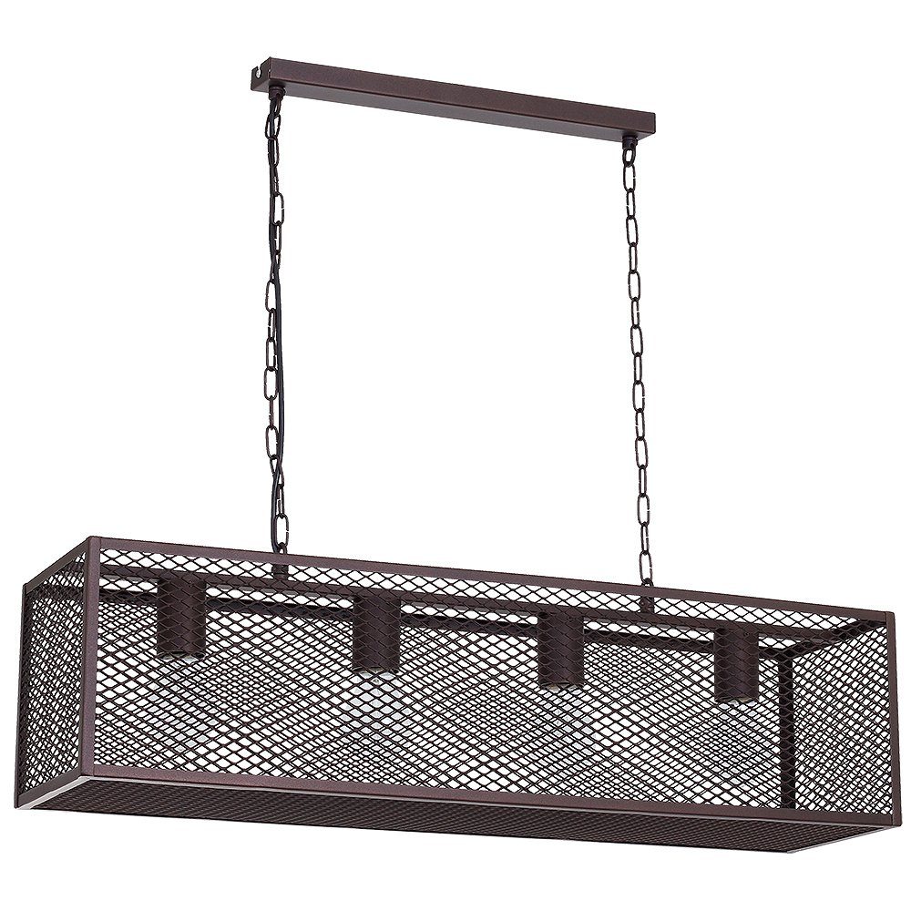 Licht-Erlebnisse Pendelleuchte KAGE, ohne Leuchtmittel, Hängelampe Metall Käfig Braun 79 cm lang 4x E27 Hängeleuchte Esstisch