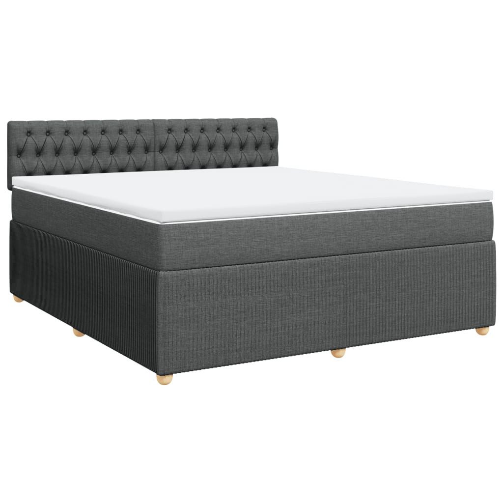 Bett Boxspringbett mit Matratze Dunkelgrau 180x200 cm Stoff