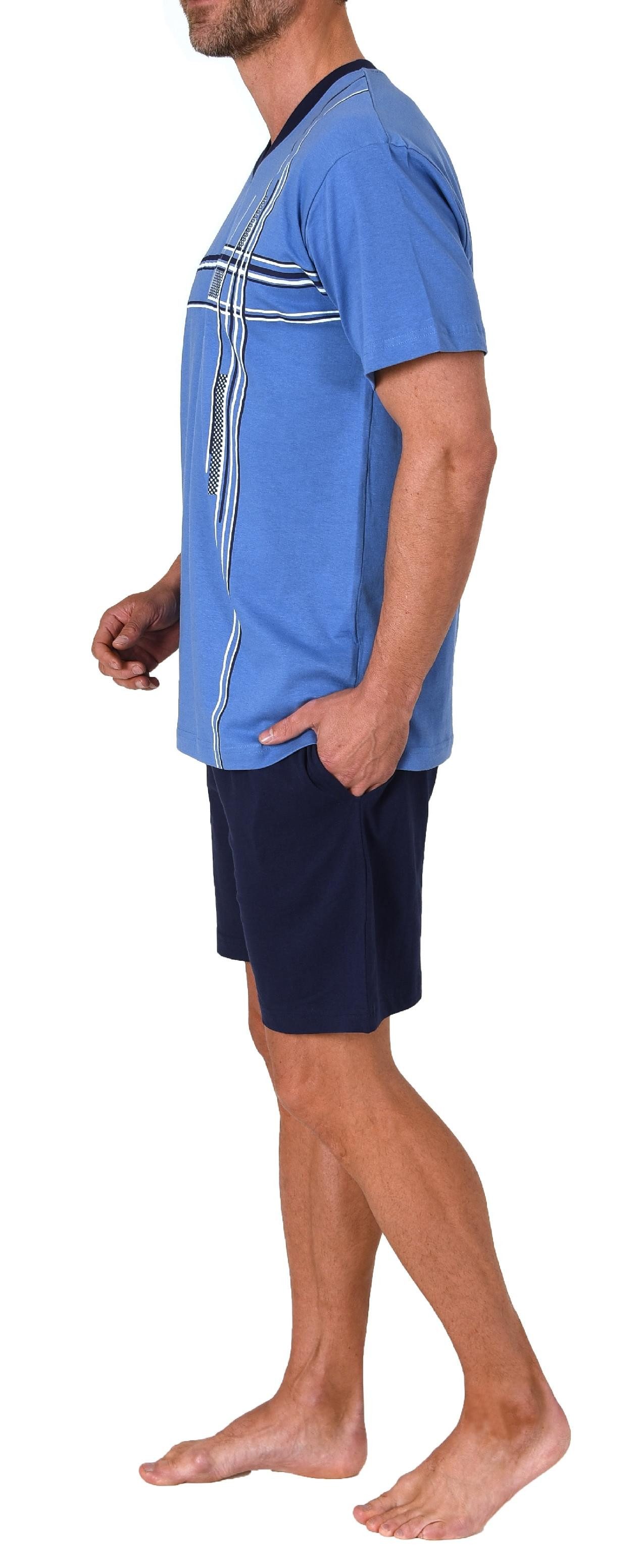 Normann Pyjama Herren Shorty Schlafanzug kurzarm mit Frontprint - auch in Übergrößen