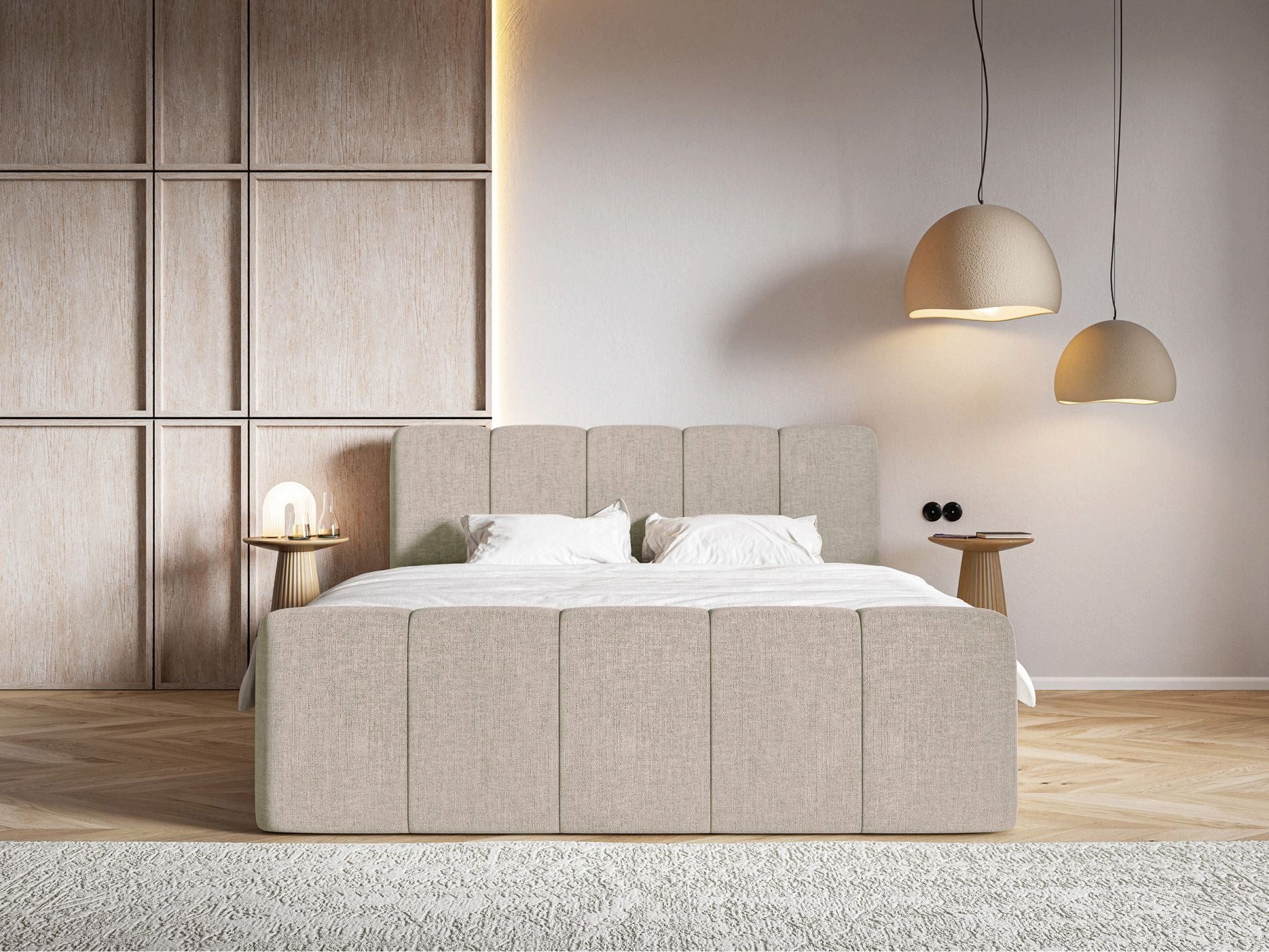 Selsey Boxbett CLOUDY II, Polsterbett mit Bettkasten, Matratze & Topper, Bouclé oder Chenille