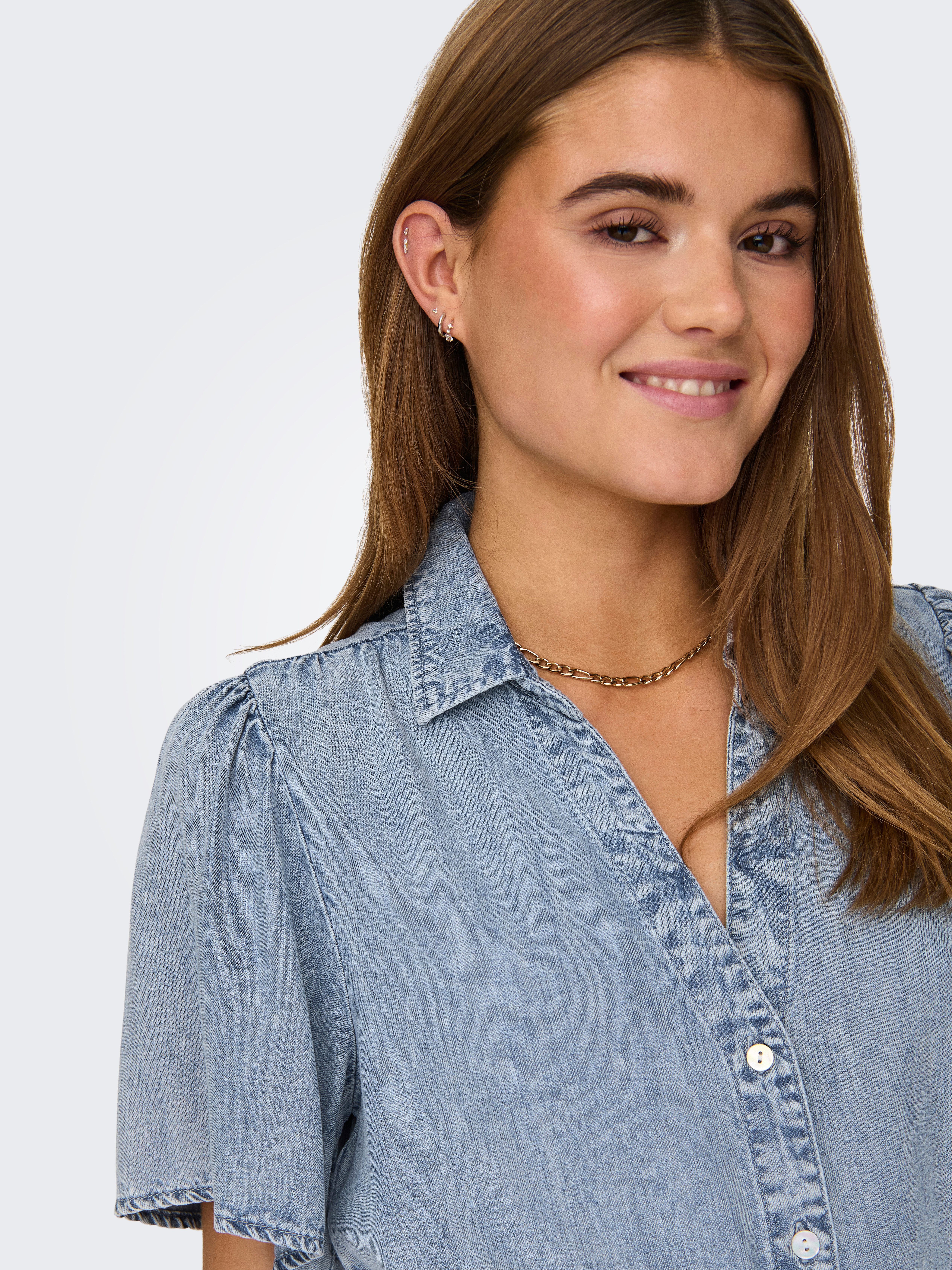 ONLY Jeanskleid ONLHELENA SS BELTED DNM DRESS QYT Viskose, regular fit