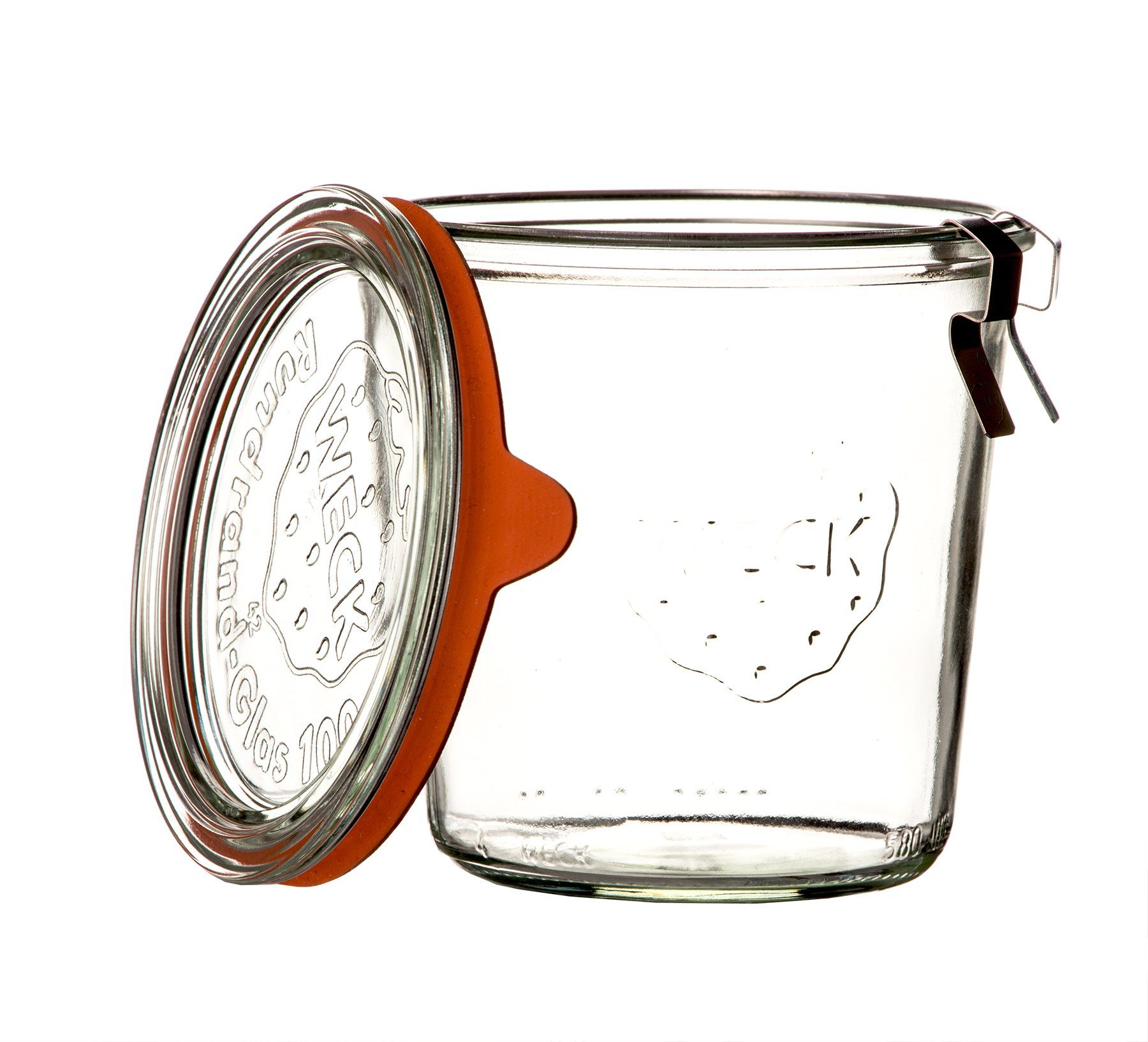 WECK Einmachglas Sturzgläser 500ml Einweckgläser Glas. Metall, (4-tlg) Komplett Set, Gummi