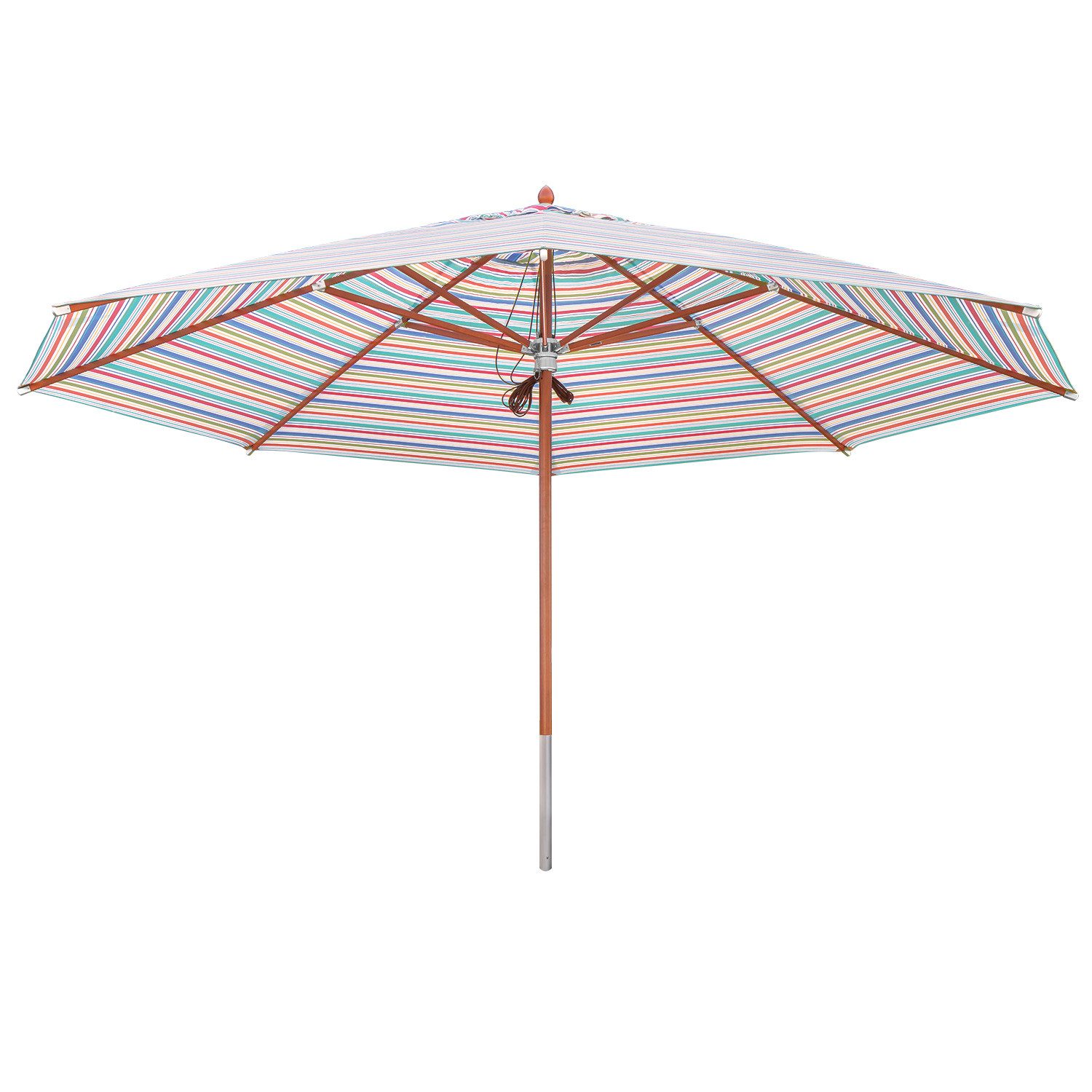 anndora-sonnenschirm Sonnenschirm 5 Meter rund 7 farbig gestreift, wasserabweisende Beschichtung - integriertes Winddach