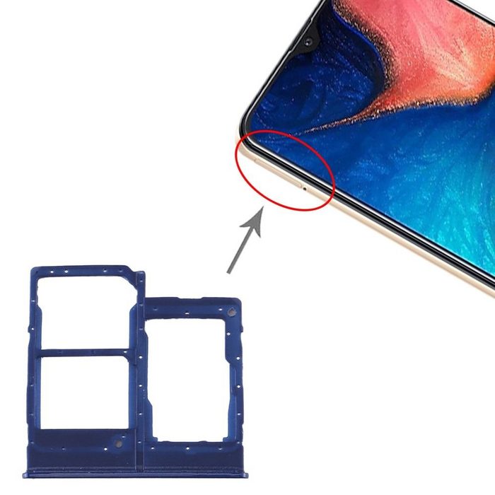 Wigento Sim Karten Halter + SIM Karten Halter + Micro SD für Samsung Galaxy A20E Blau Reparatur Card Tray Ersatzteil Smartphone-Adapter 0 cm
