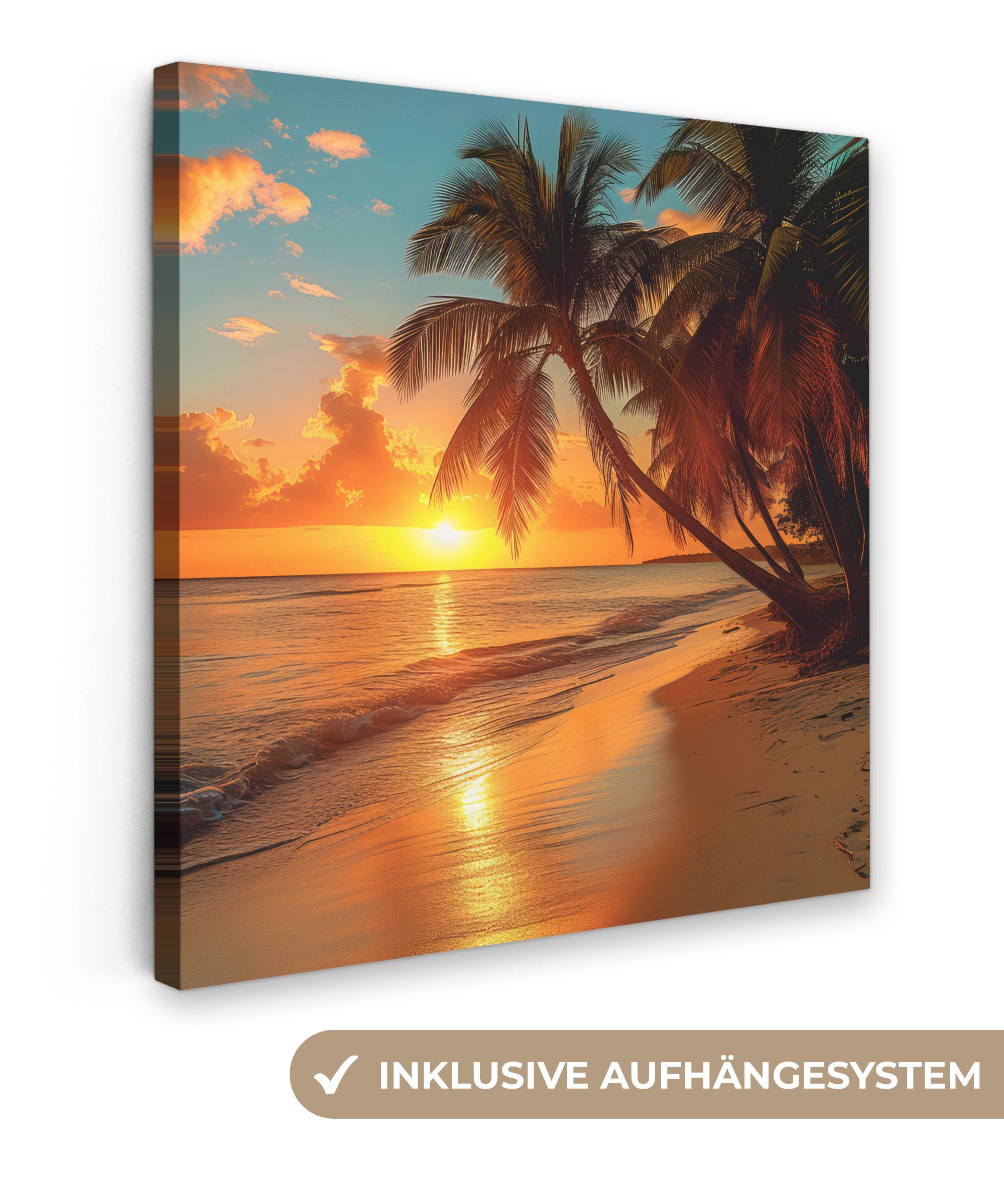 OneMillionCanvasses® Leinwandbild Sonnenuntergang - Strand - günstig online kaufen