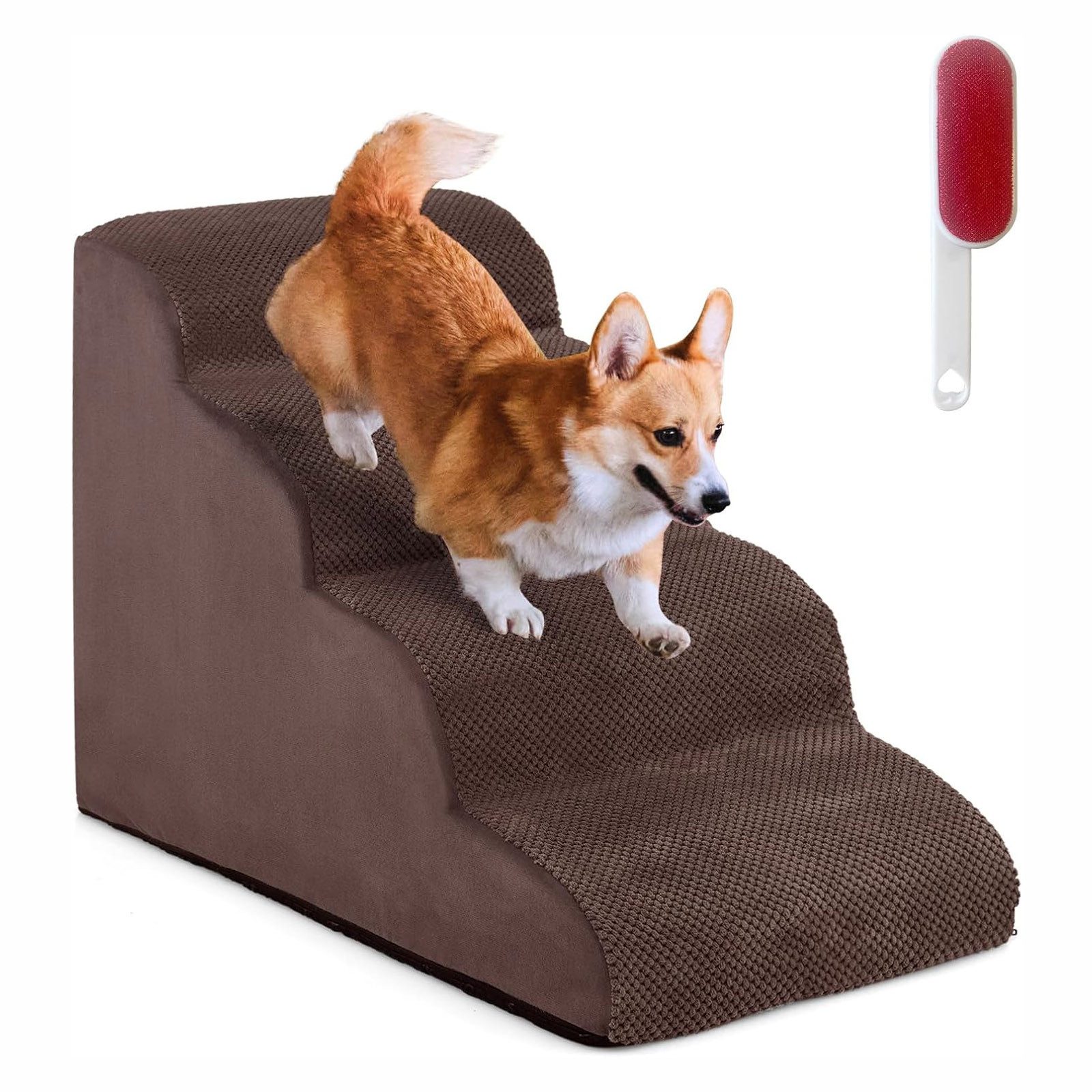 KOMFOTTEU Haustiertreppe Hundestufen, 4 Stufen, bis zu 30 kg