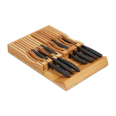 relaxdays Messerblock Messerorganizer Bambus für 17 Messer