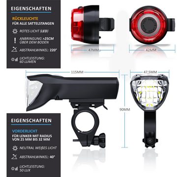 Aplic Fahrradbeleuchtung, LED Akku Fahrradlichter mit Front & Rücklicht Set / erfüllt StVZO