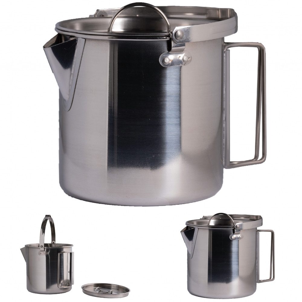 Mil-Tec Kanne Edelstahl 0,7 Liter Kanne mit tropfenfreiem Ausgießer, 0,7 l, (Packung)