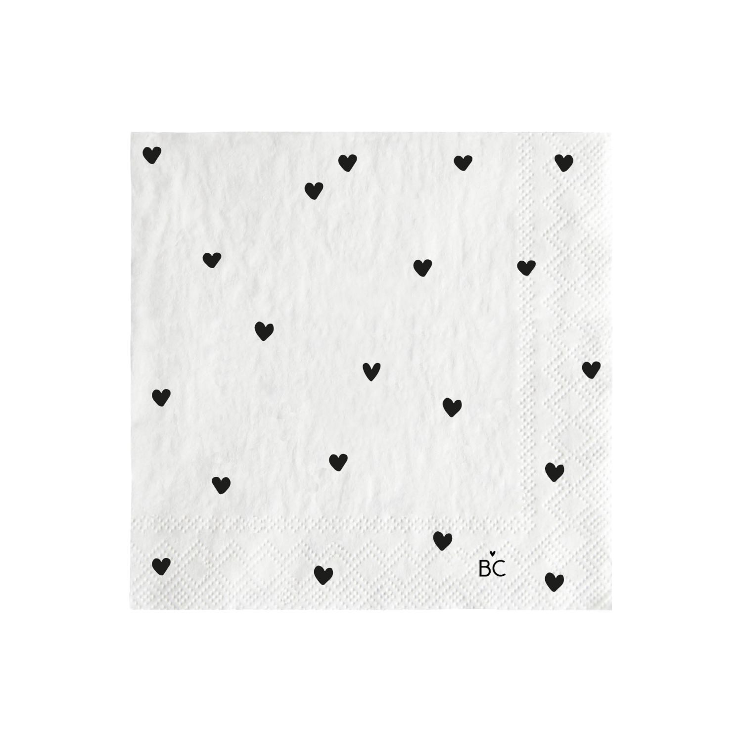 Bastion Collections Papierserviette Schwarzes Herz, Höhe: cm, Farbe: Weiß, Motiv: Herzen