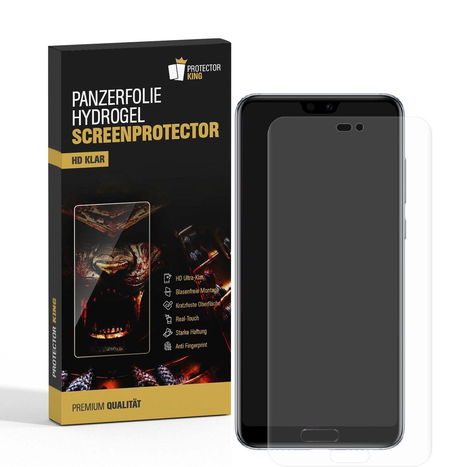 Protectorking Schutzfolie 2x Panzerfolie für Huawei P20 FULL-COVER HYDROGEL Displayschutzfolie, (2-Stück), Displayschutzfolie, Panzer Schutz, NANO ANTI-SHOCK HD KLAR