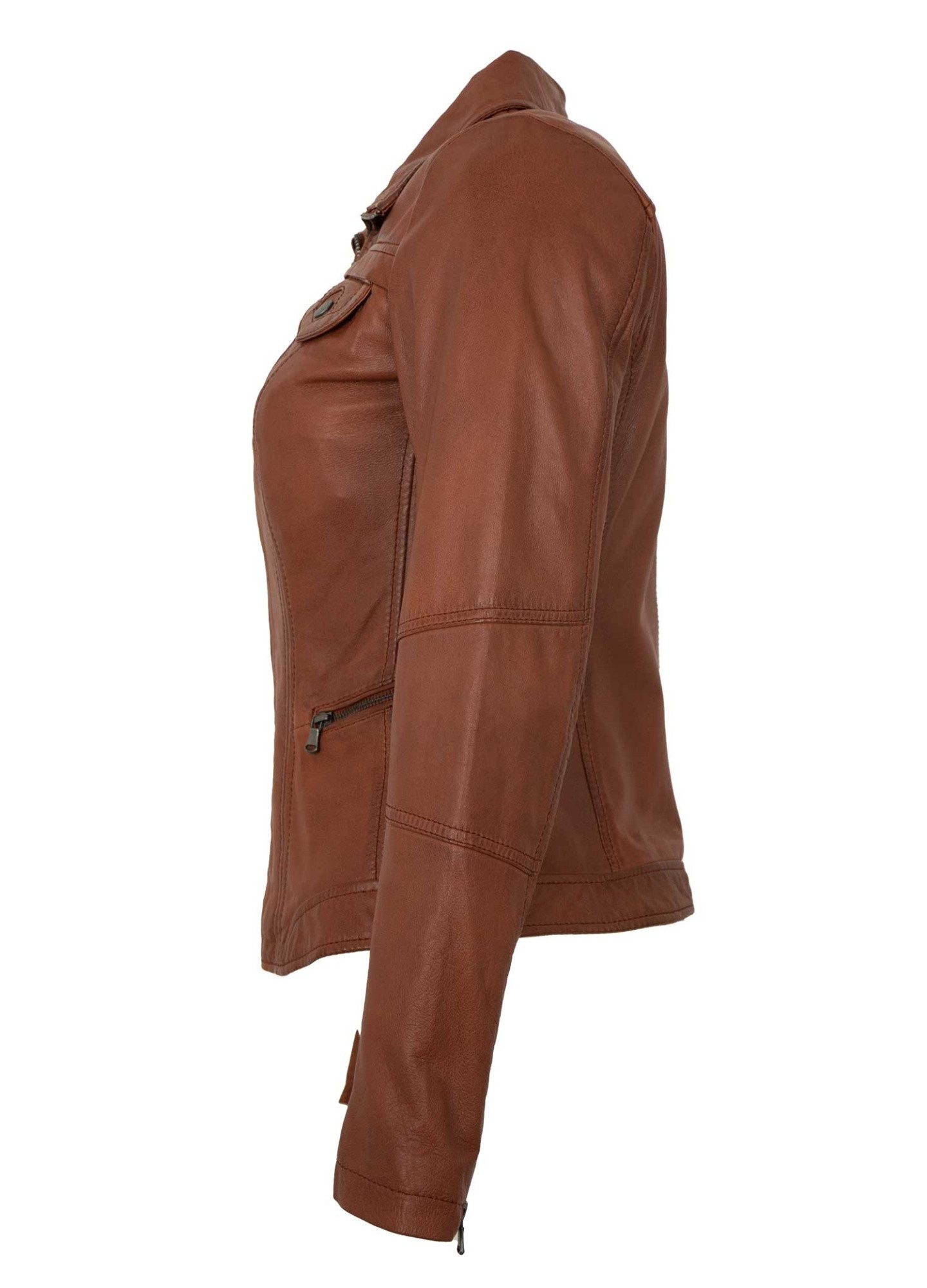7eleven Lederjacke Modena 7eleven - Damen Lederjacke Lammnappa tobacco