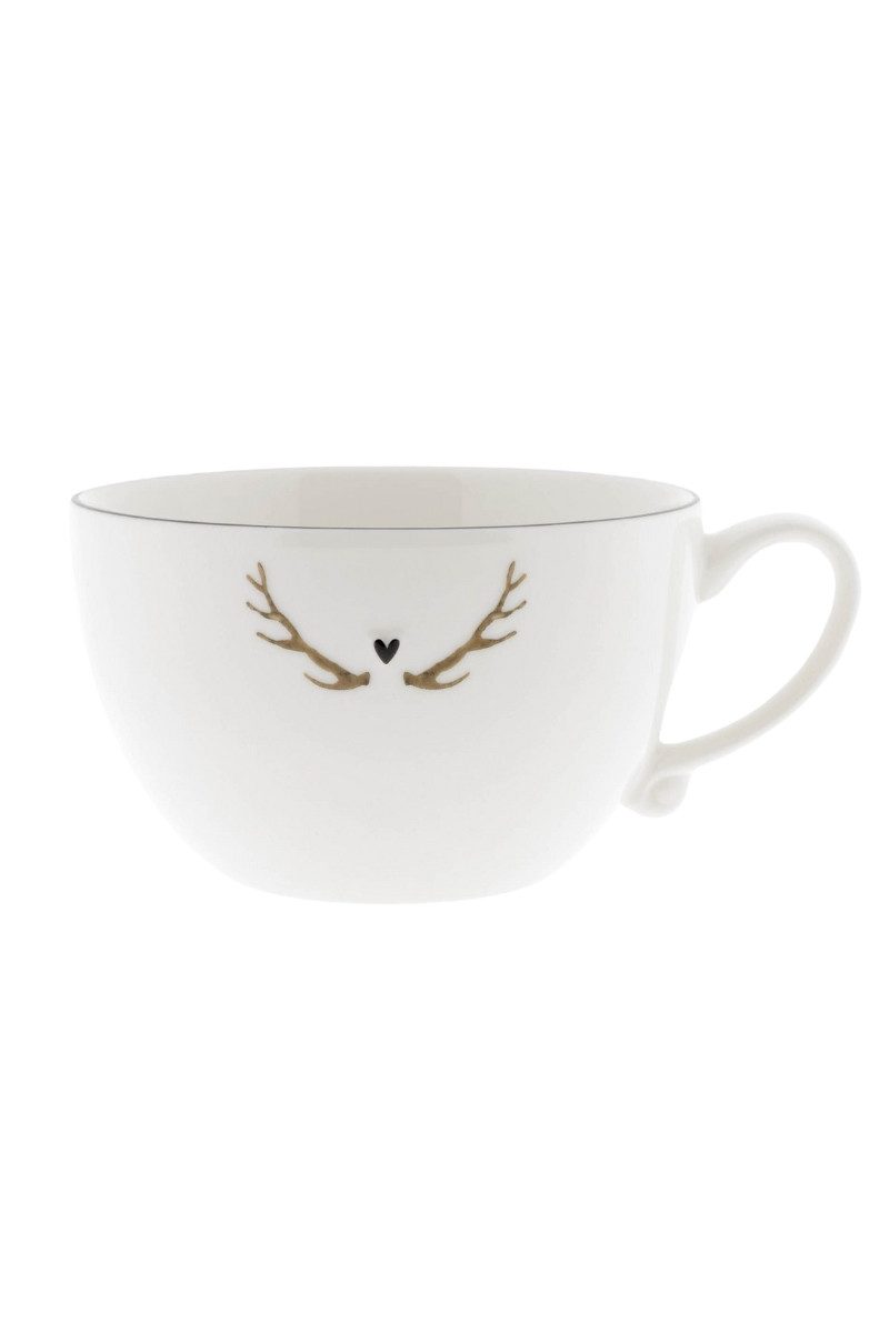 Geschirr-Set Bastion Collections Milchkaffee & Suppen Tasse - DEER - weiß