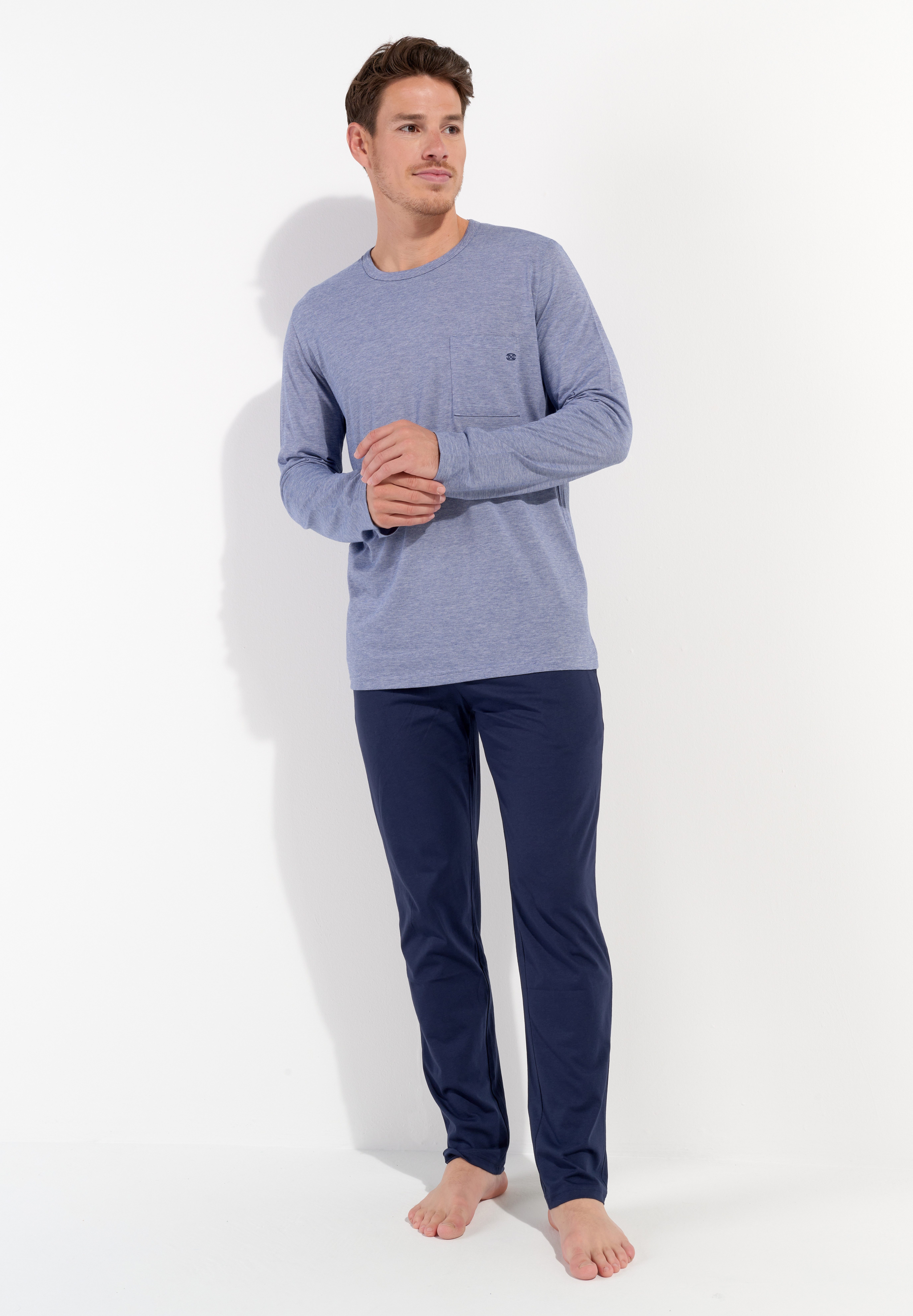 Hom Pyjama Modal Comfort (2 tlg) langärmelig, weich, bequem, Brusttasche, Seitentaschen