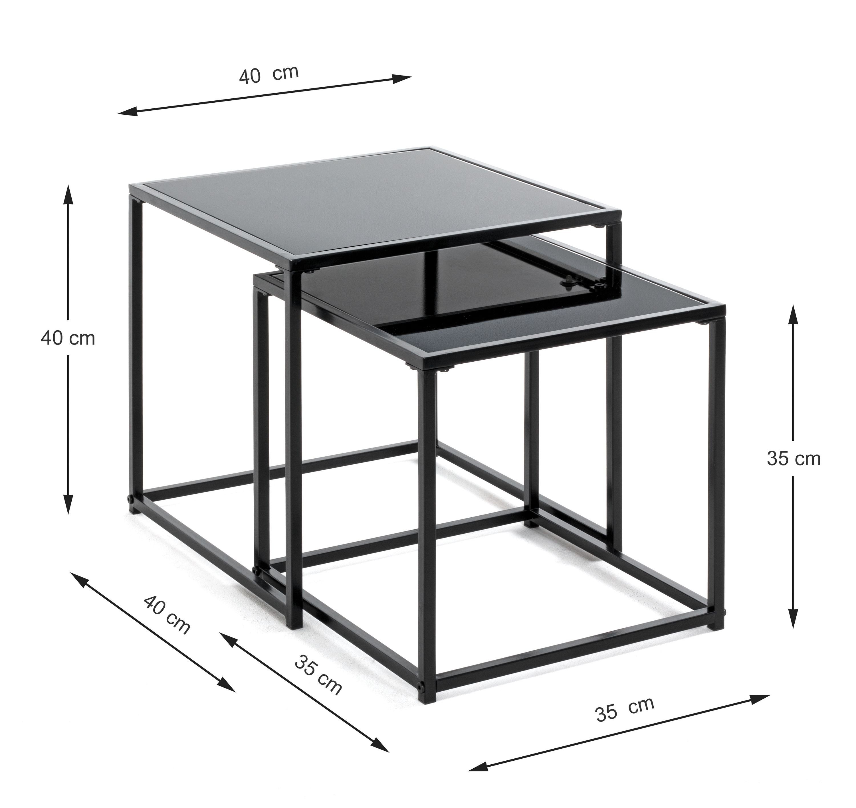 HAKU Beistelltisch Beistelltisch, HAKU Laptoptisch Kaffeetisch schwarz 2er Set Möbel Beistelltisch