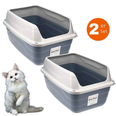 GarPet Katzentoilette 2x Katzenklo Hoher Rand Extra hohe Katzentoilette groß Doppelpack