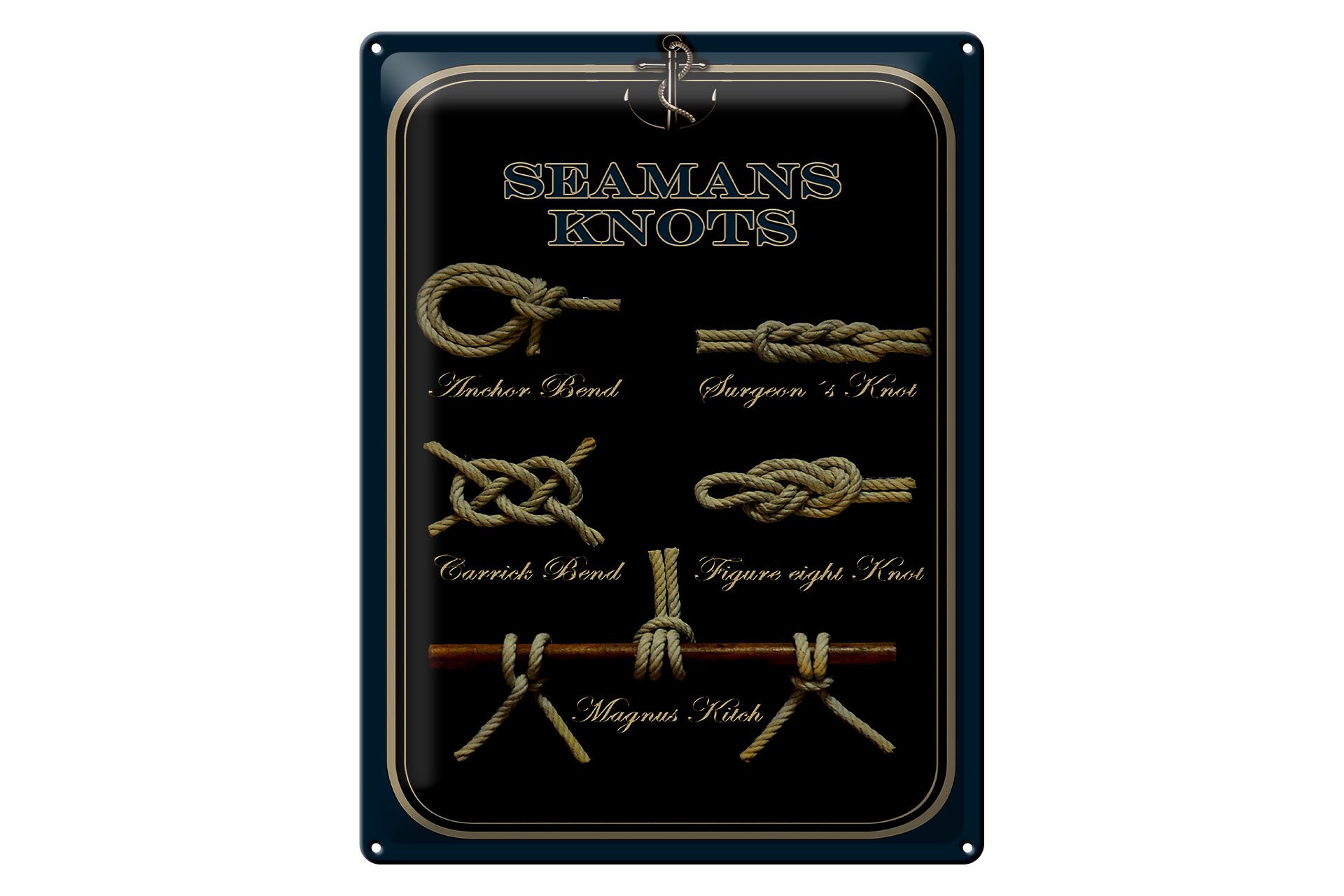 Metallschild Spruch 30x40cm Seamans Knots Seemannsknoten