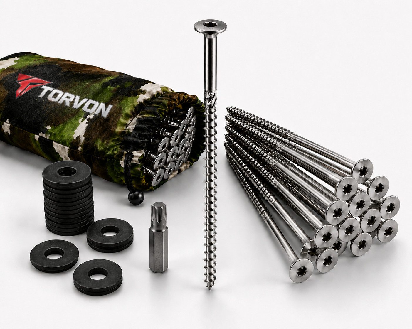 Torvon Zelthering Camping Set Erdschrauben aus Edelstahl A2 mit TX40 Bit 18 Stück, (18-St)