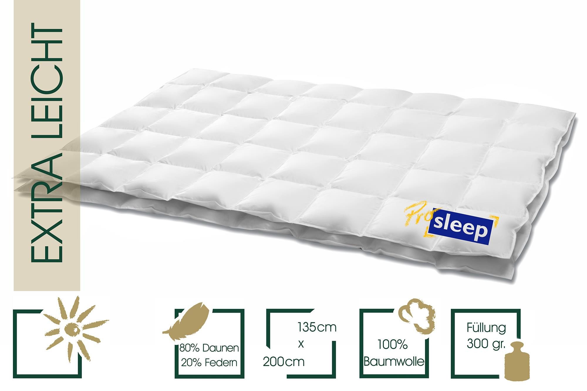 HANSKRUCHEN Daunenbettdecke Hanskruchen Daunendecke Pro Sleep Extra Leicht 135 x 200 cm, Bezug: 100% Baumwolle