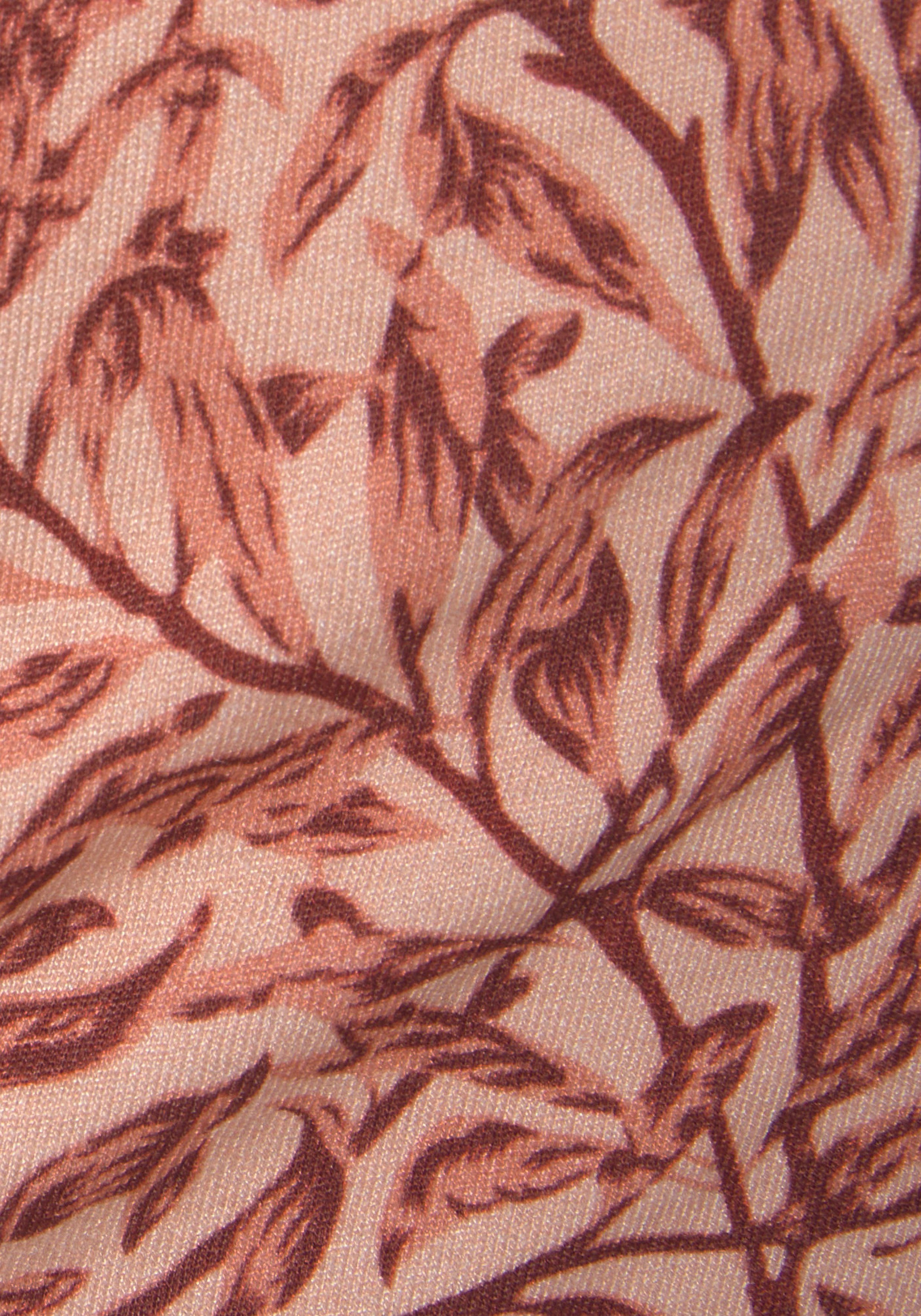 Beachtime Jerseykleid mit Blätterdruck bedruckt rot