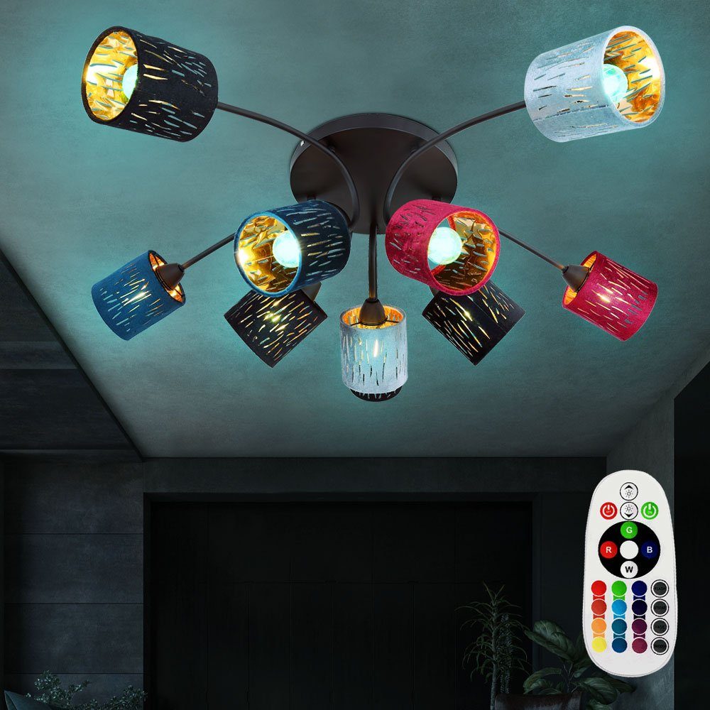 etc-shop LED Deckenleuchte, Leuchtmittel inklusive, Warmweiß, Deckenleuchte dimmbar mit Fernbedienung 10 flammig LED