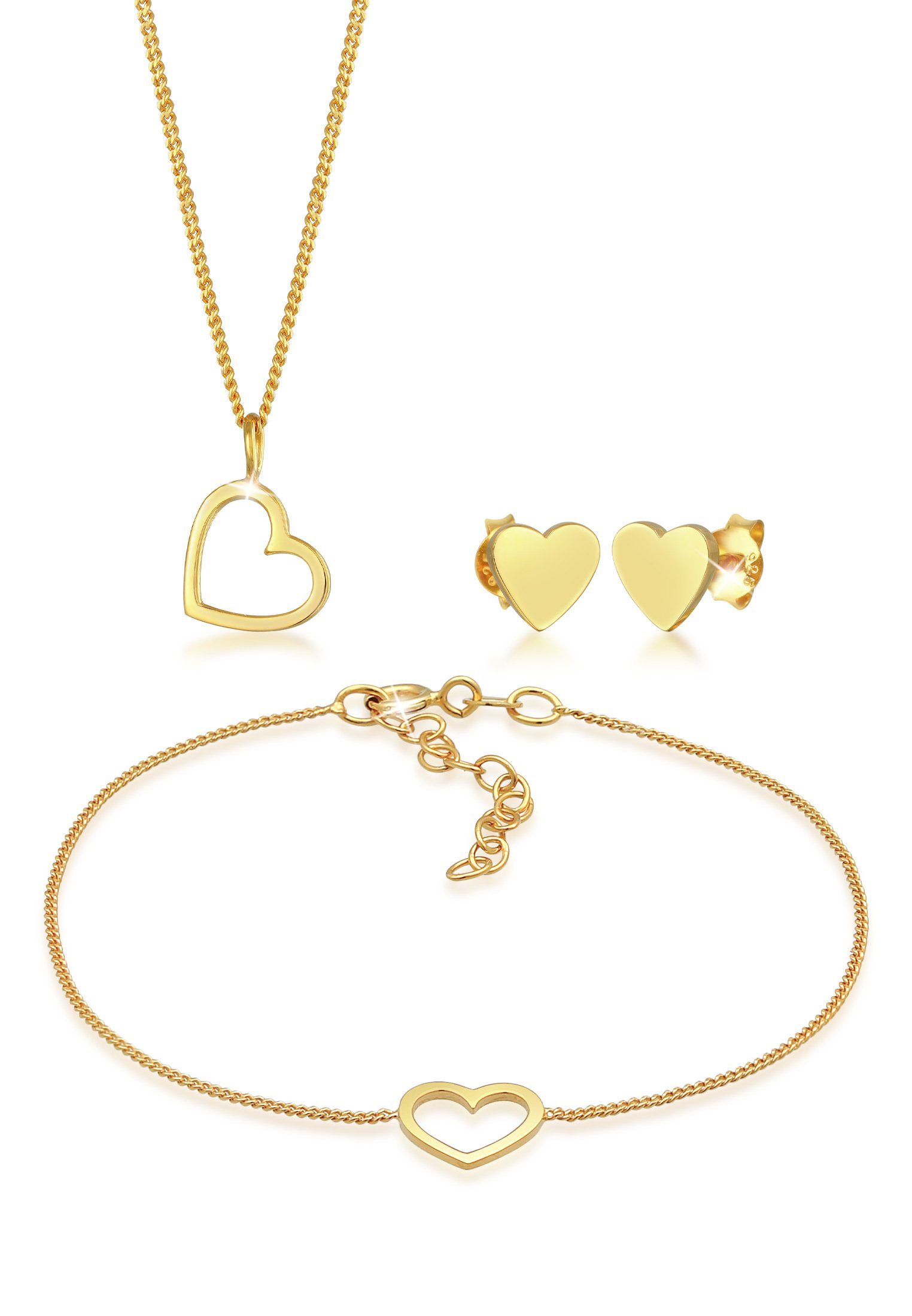 ELLI Schmuckset Herz Liebe Cut Out Trend Valentinstag 925 Silber Herz mehr